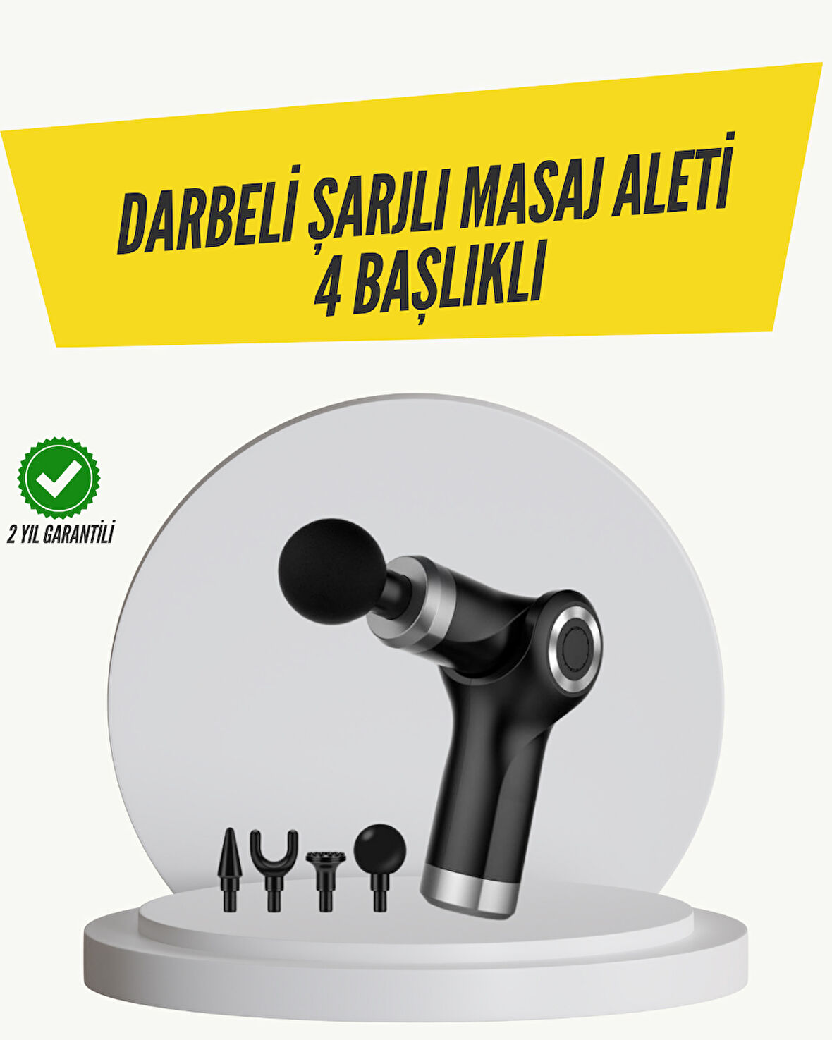 Mini Masaj Tabancası 4 Başlık 6 Hız Ayarlı