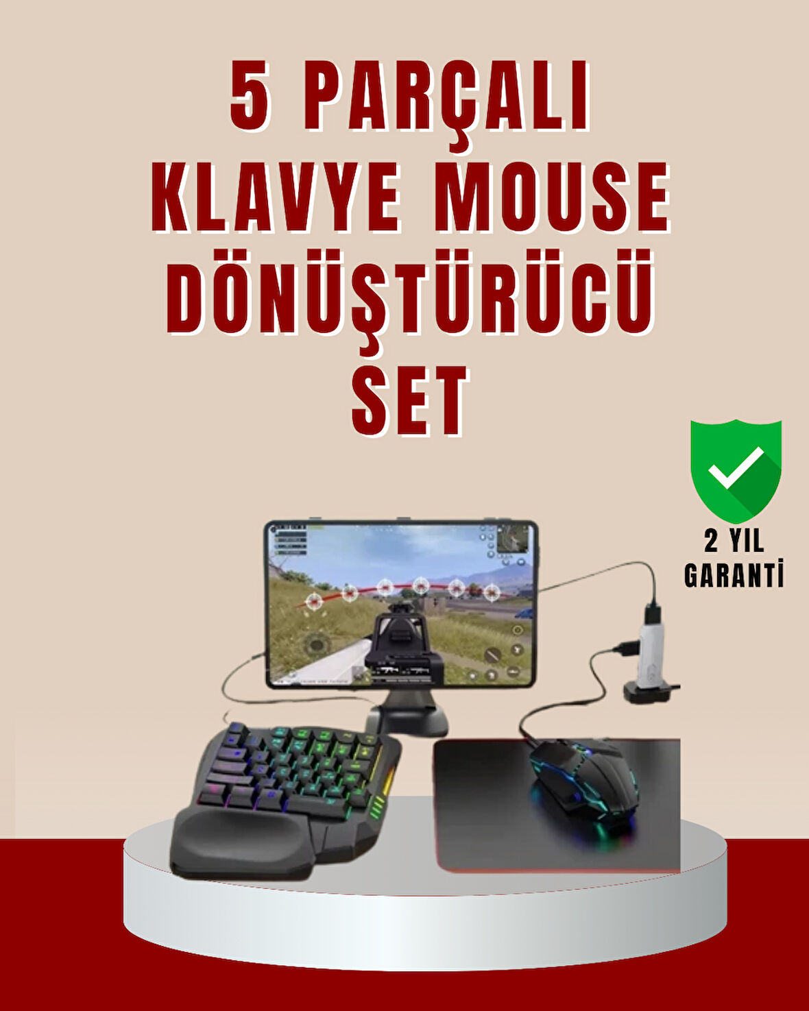 5’i 1 Arada Mobil Oyun Seti Klavye Mouse Dönüştürücü iOS & Android