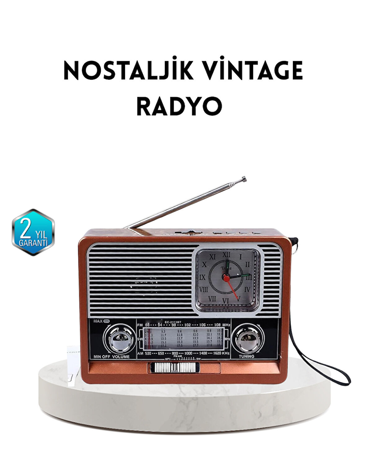 Dekoratif Vintage Radyo – Klasik Görünüm, Modern Fonksiyon ve Uzun Ömürlü Kullanım