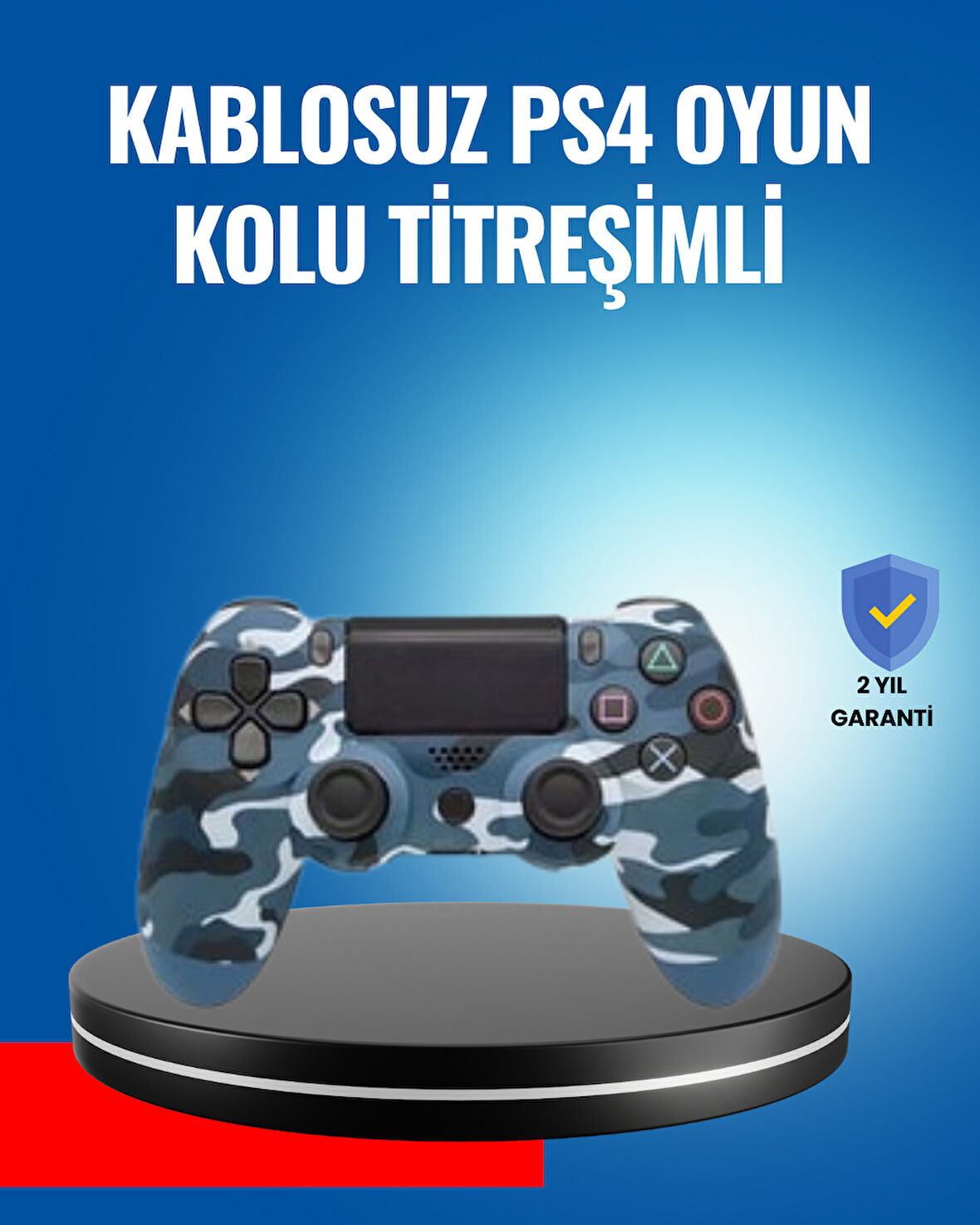 Bluetooth Kablosuz PS4 Gamepad Çift Motorlu Siyah Controller