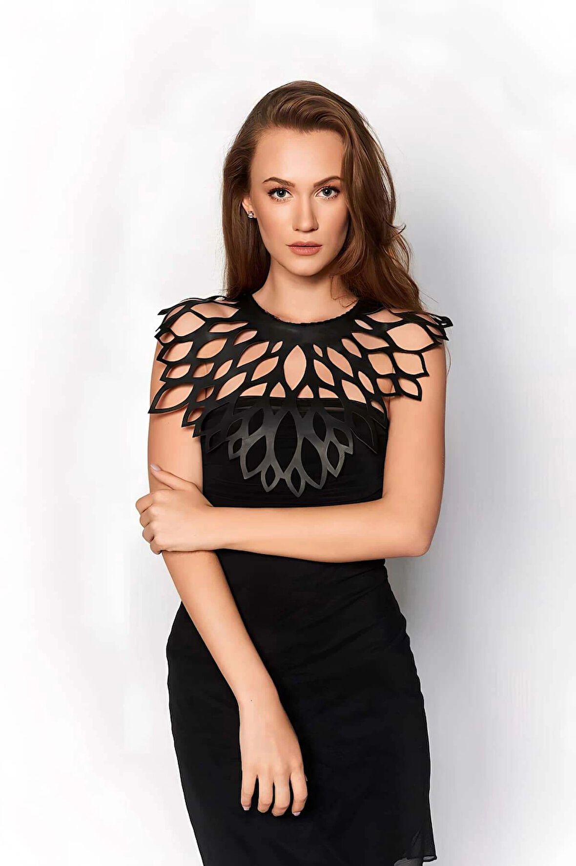 Damla Detaylı Şık Deri Harness Şal