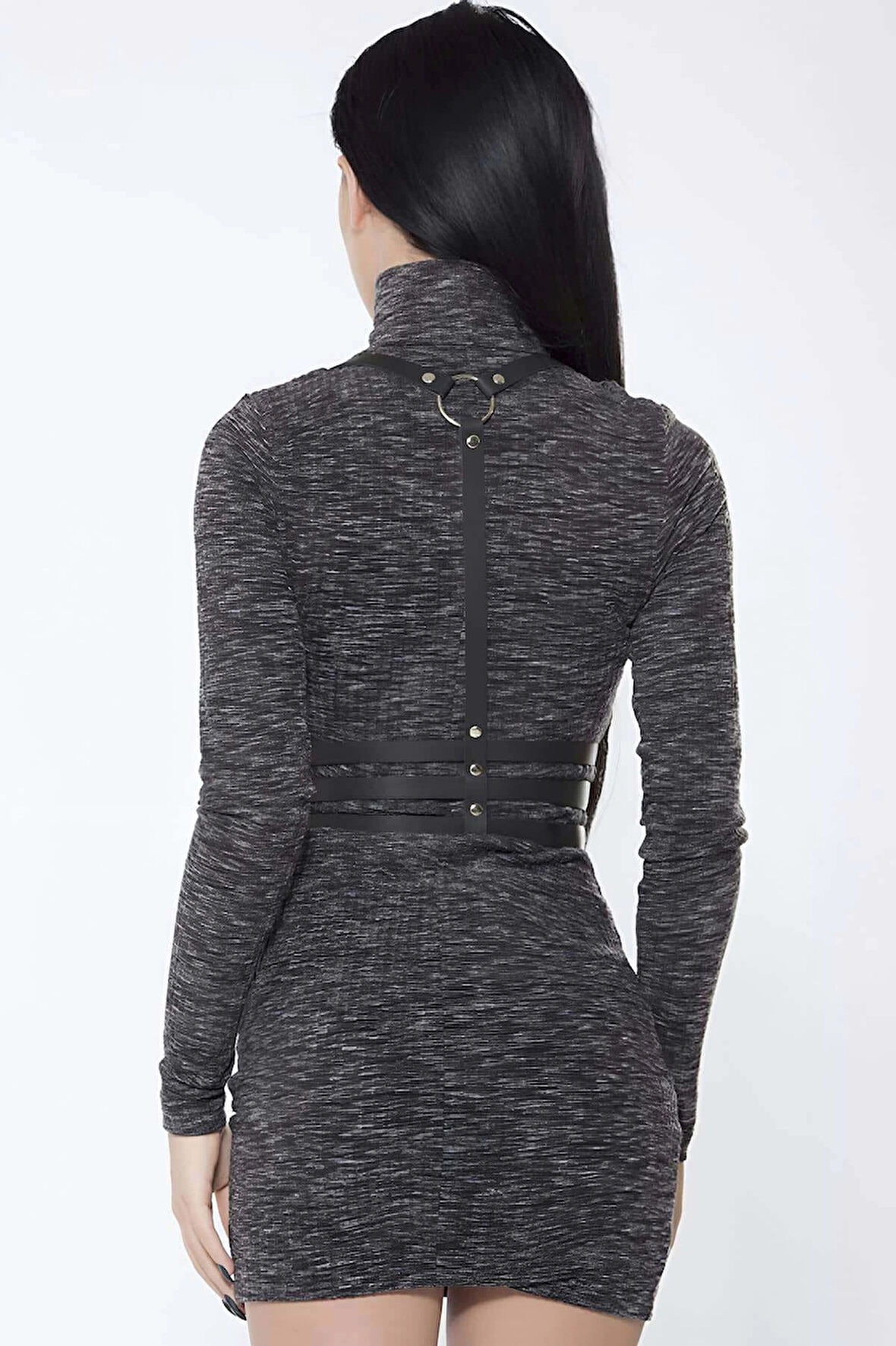 Göbek Üzeri  Sıralı Şık Deri Harness