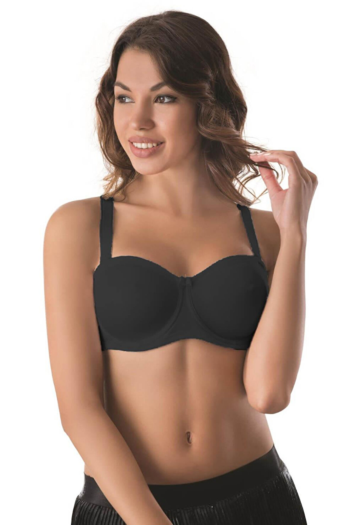 SİYAH   C Balenli Straplez Toparlayıcı Sütyen