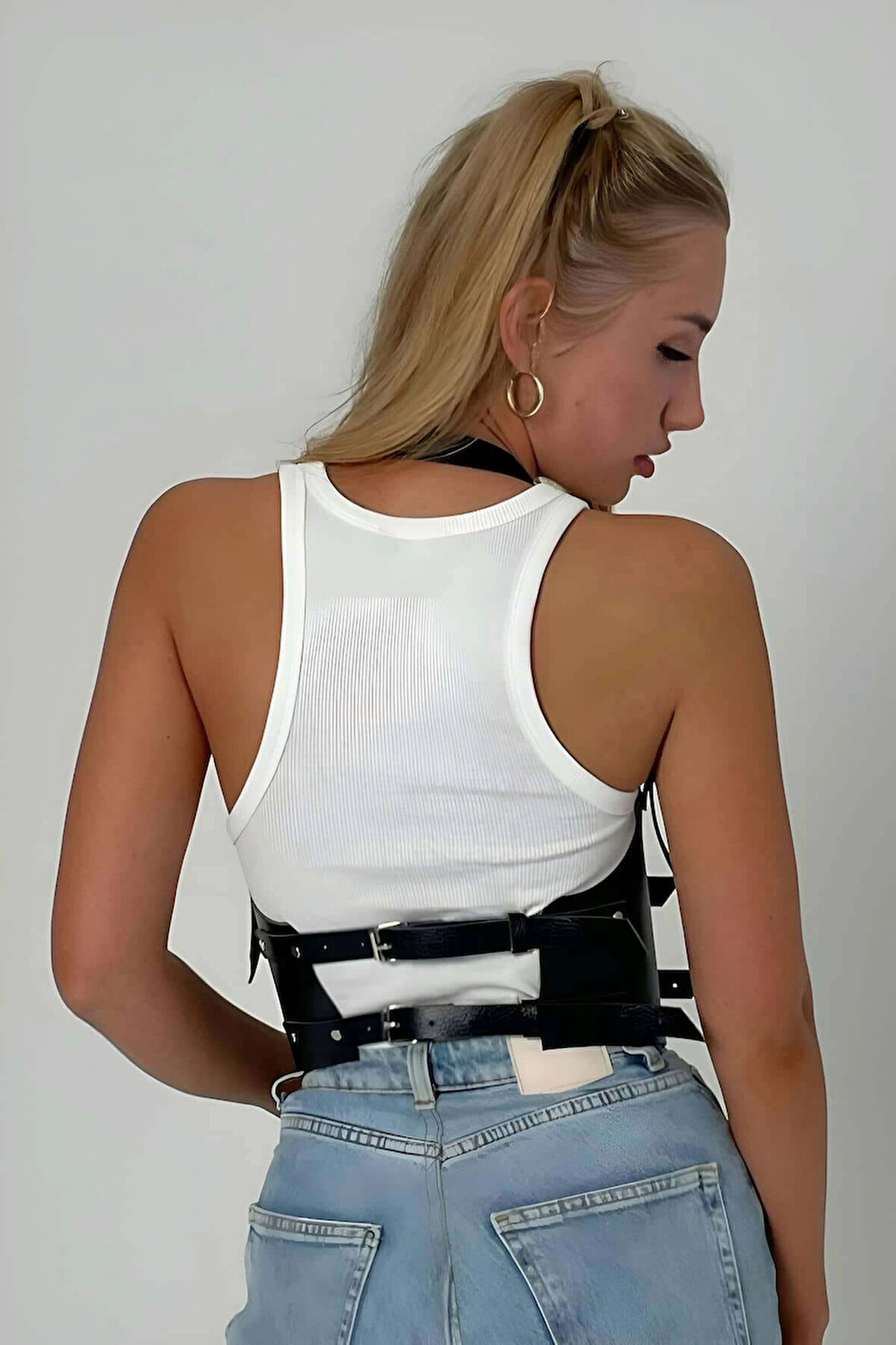 Korse Harness, Deri Göğüs Kemer Harness, Deri Büstiyer