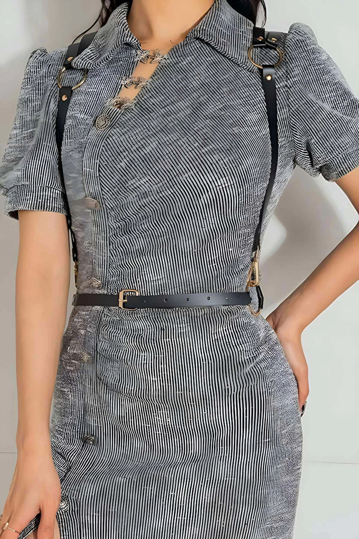 Seksi Omuzdan Askılı Deri Bel Kemeri, Giysi Aksesuar