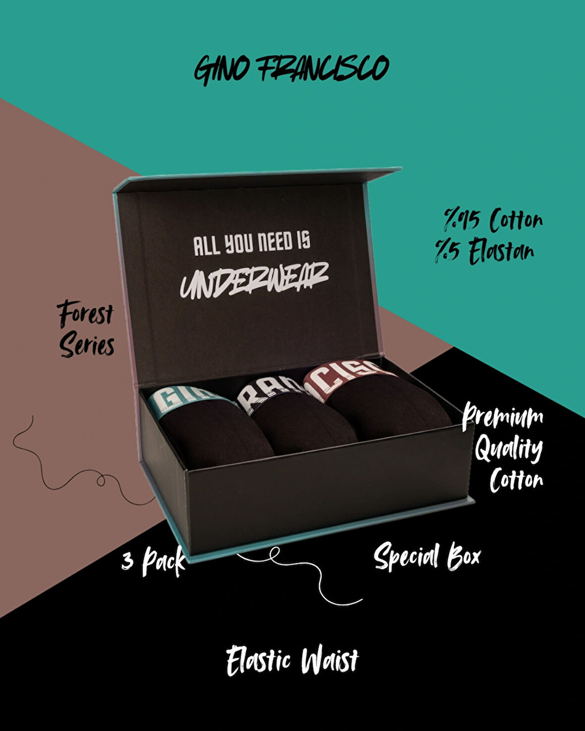 FOREST Premium Kutulu 3'lü Erkek Boxer