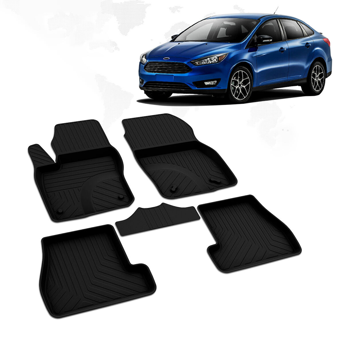 Ford Focus 3 Makyajlı SD 4D Havuzlu Paspas 2015-2018 A+Kalite