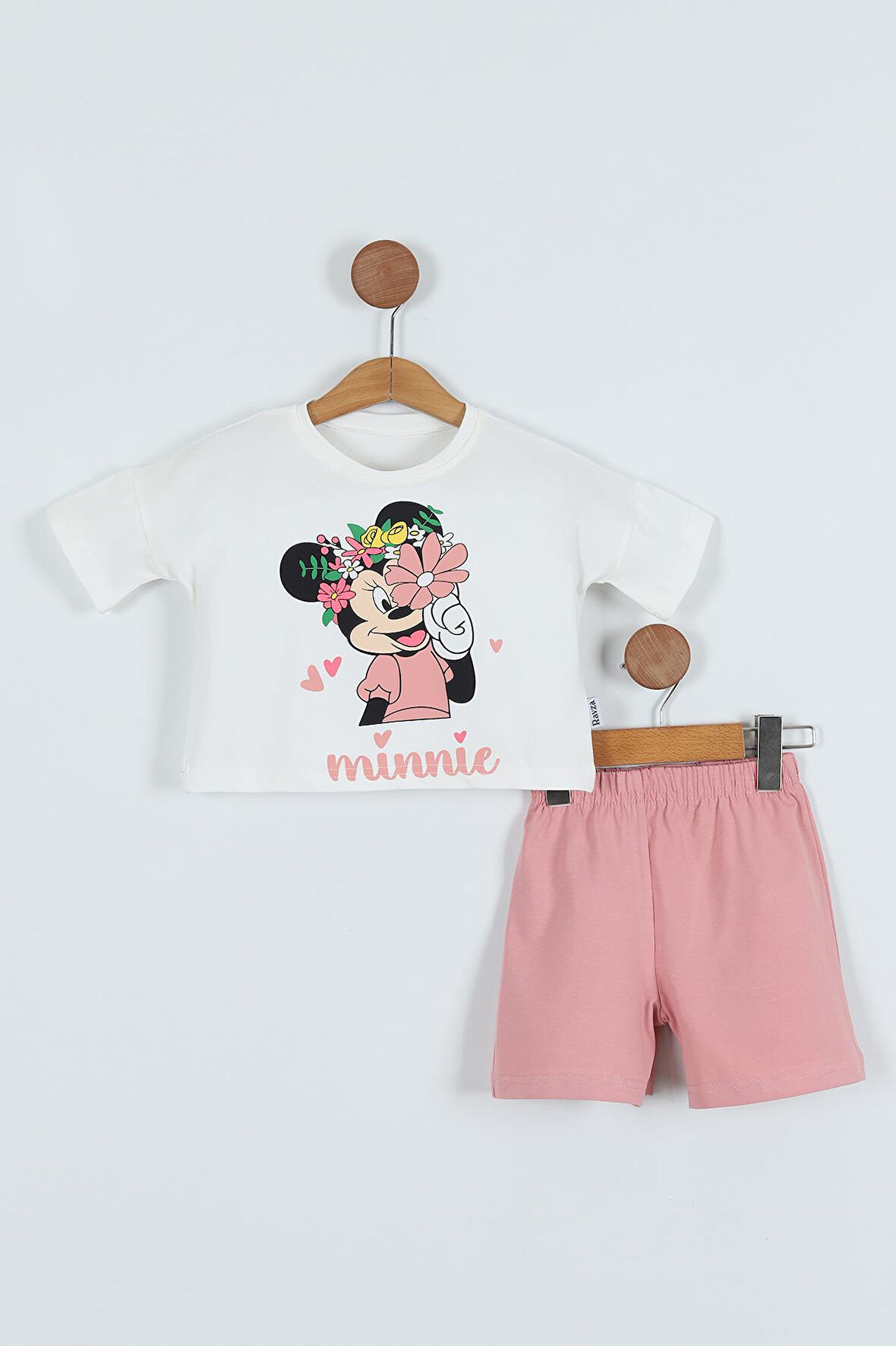 Minnie Baskılı Kız Çocuk Şortlu Alt Üst Takım