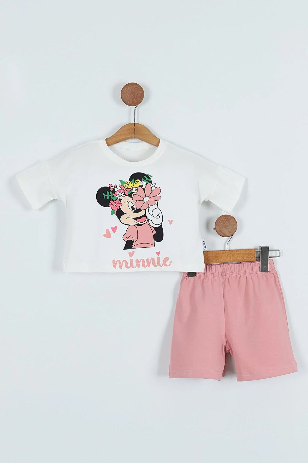 Minnie Baskılı Kız Çocuk Şortlu Alt Üst Takım