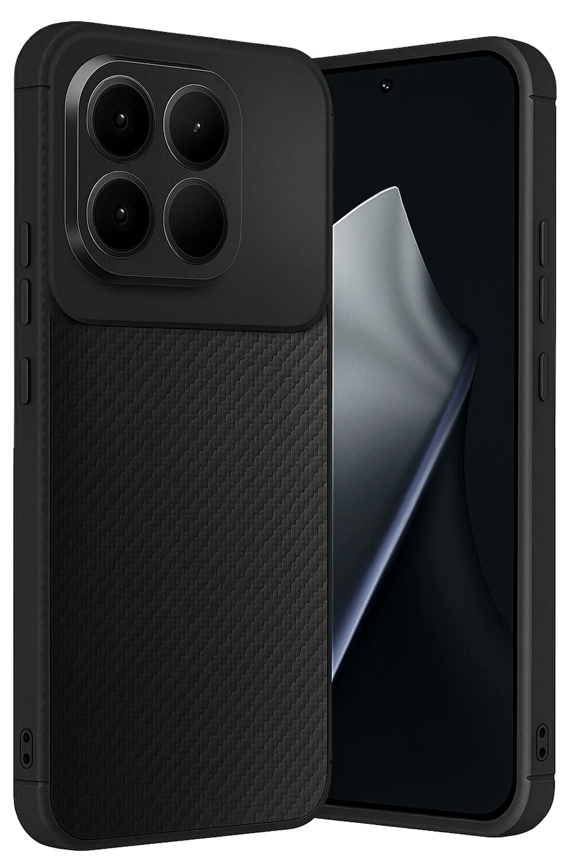 Xiaomi Uyumlu Mi 15T Kılıf Karbon Görünümlü Silikon Azn-Negro