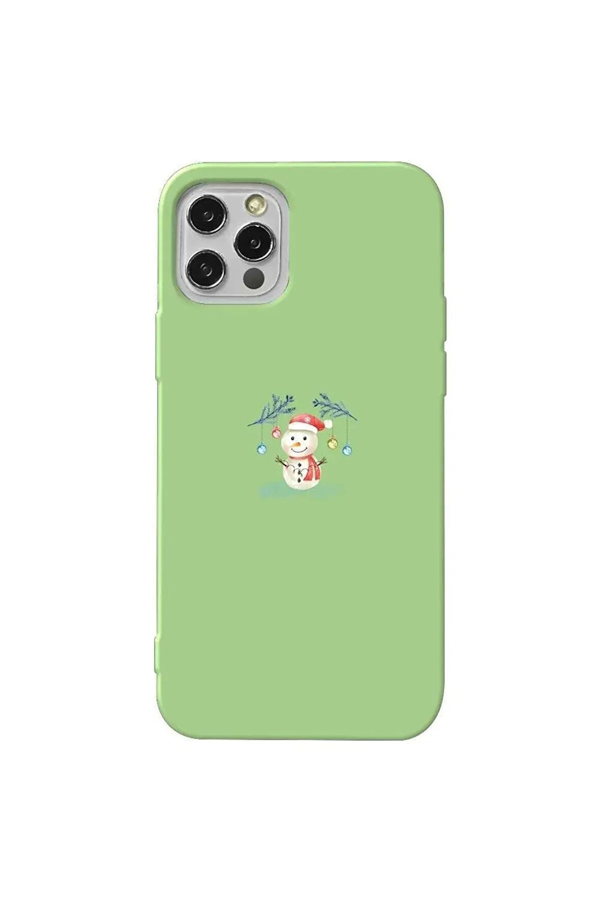 Iphone 12 Pro Max Uyumlu Açik Yesil Renkli Silikon Telefon Kilifi  Sugar Snowman