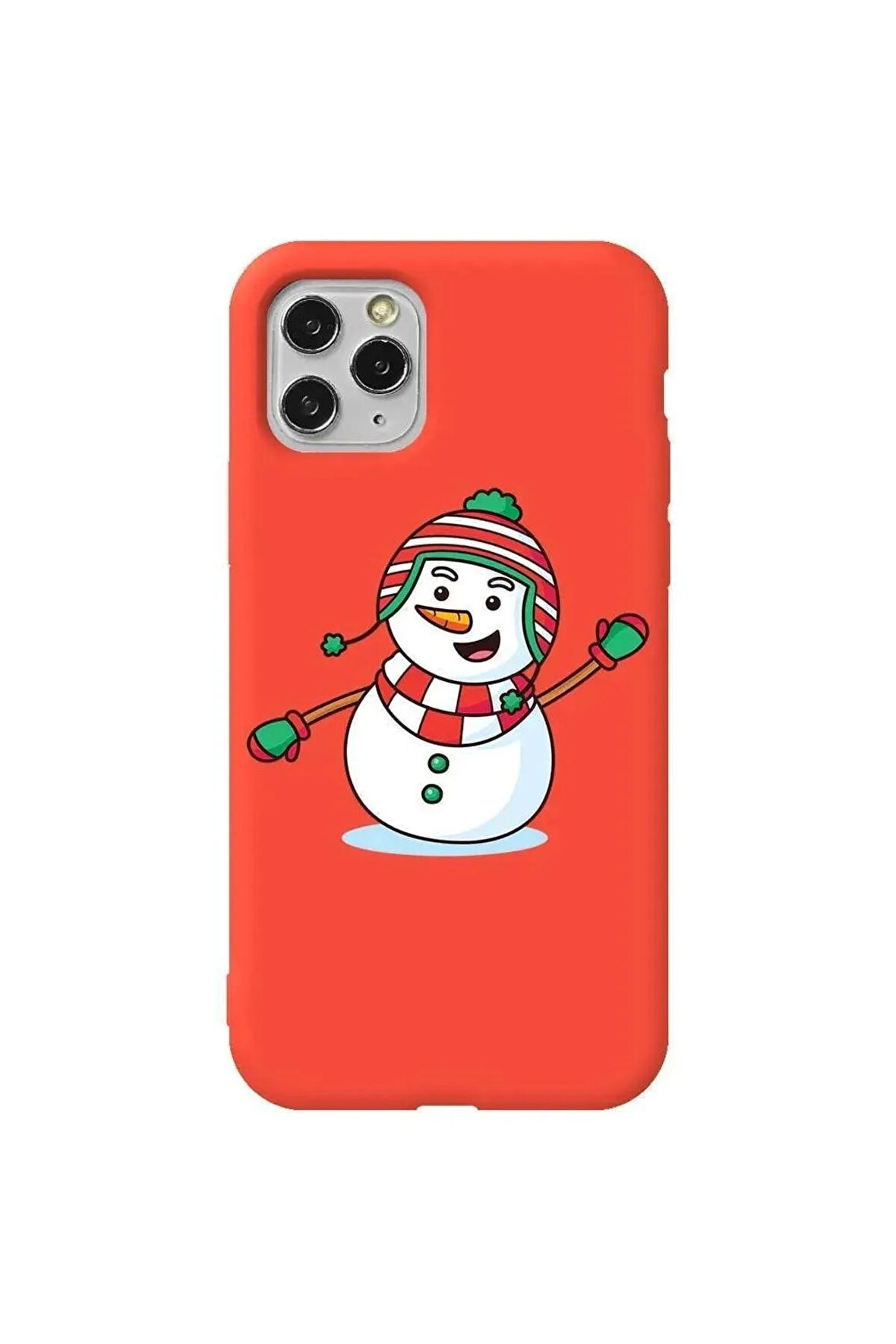 Iphone 11 Pro Max Uyumlu Turuncu Renkli Silikon Telefon Kilifi - Snowman 2