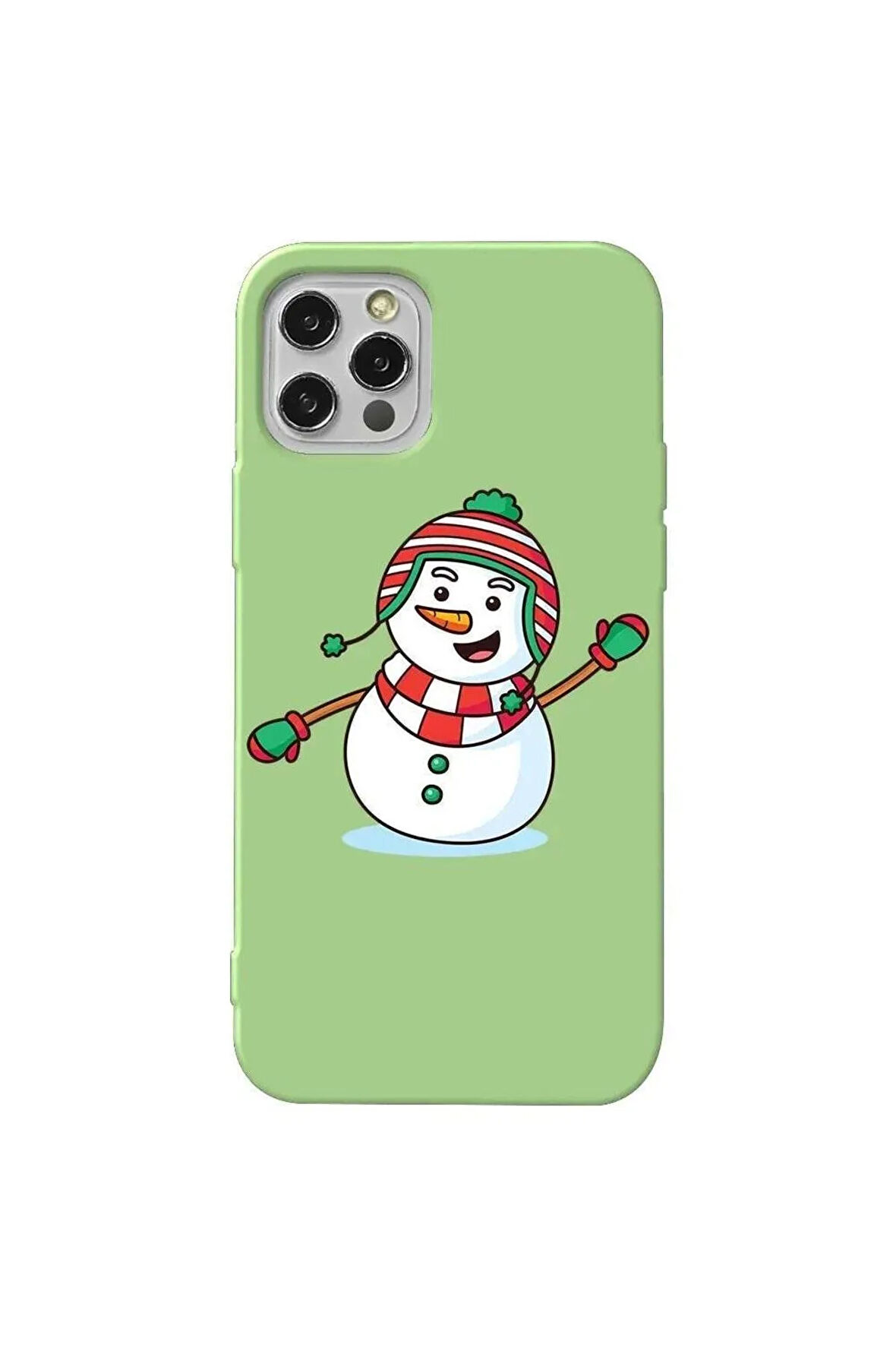 Iphone 13 Pro Max  Uyumlu Açik Yesil Renkli Silikon Telefon Kilifi - Snowman 2