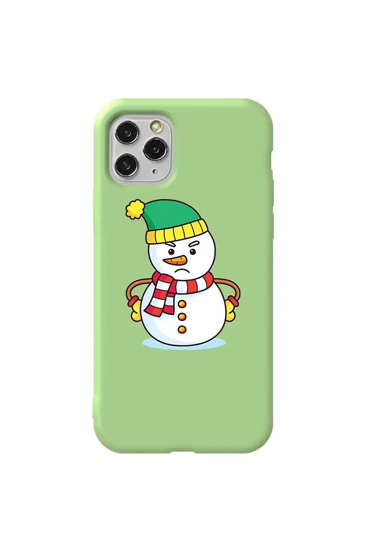 Iphone 11 Pro Max  Uyumlu Yesil Renkli Silikon Telefon Kilifi - Snowman 3