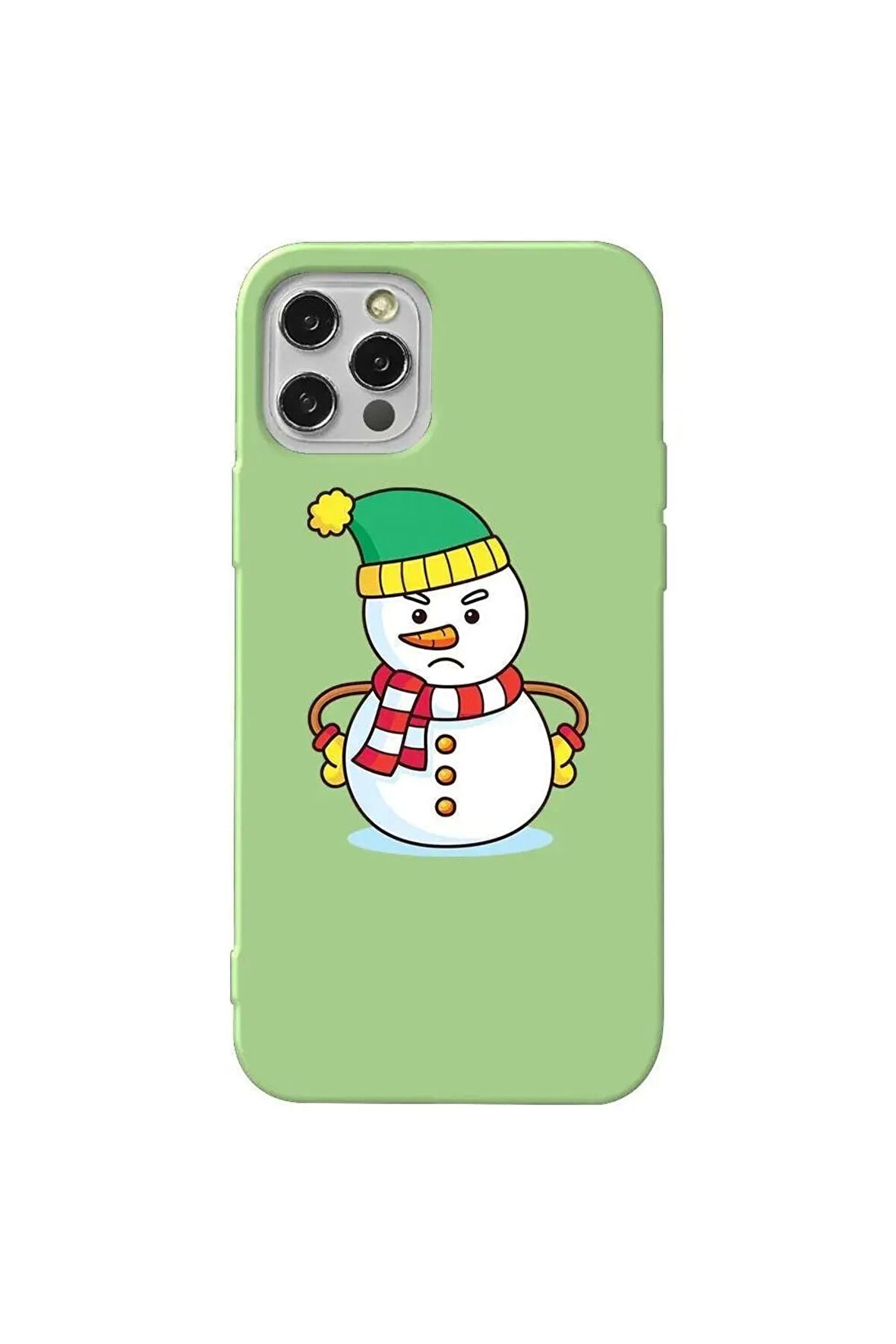 Iphone 13 Pro Max  Uyumlu Yesil Renkli Silikon Telefon Kilifi - Snowman 3
