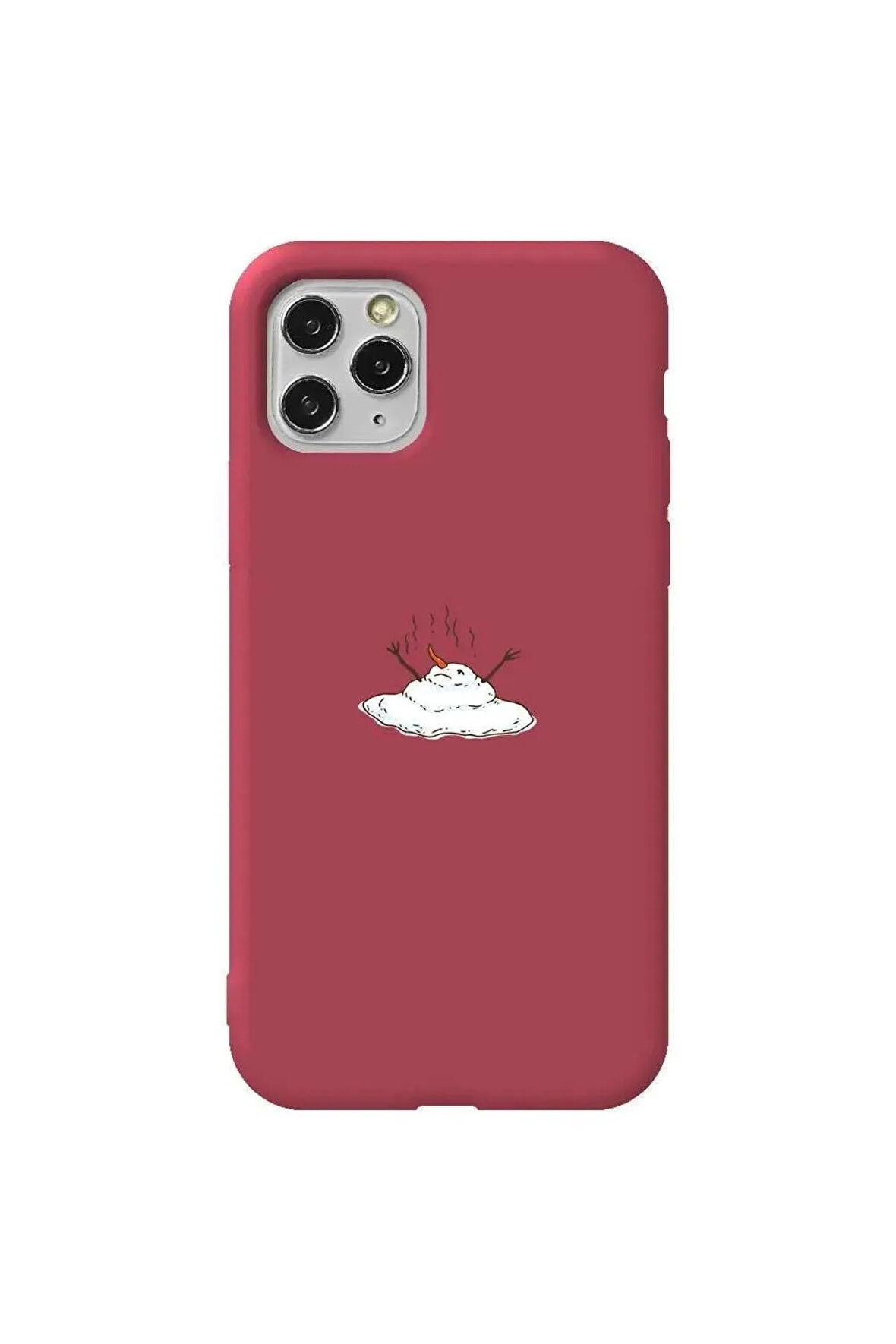 Iphone 11 Pro Max Uyumlu Bordo Renkli Silikon Telefon Kilifi - Melting Snowman