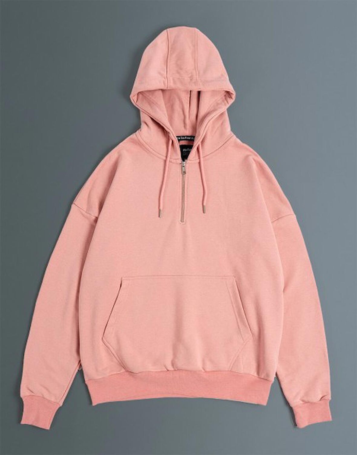 Street Style Half Zip Oversize Erkek Hoodie NF0336GL