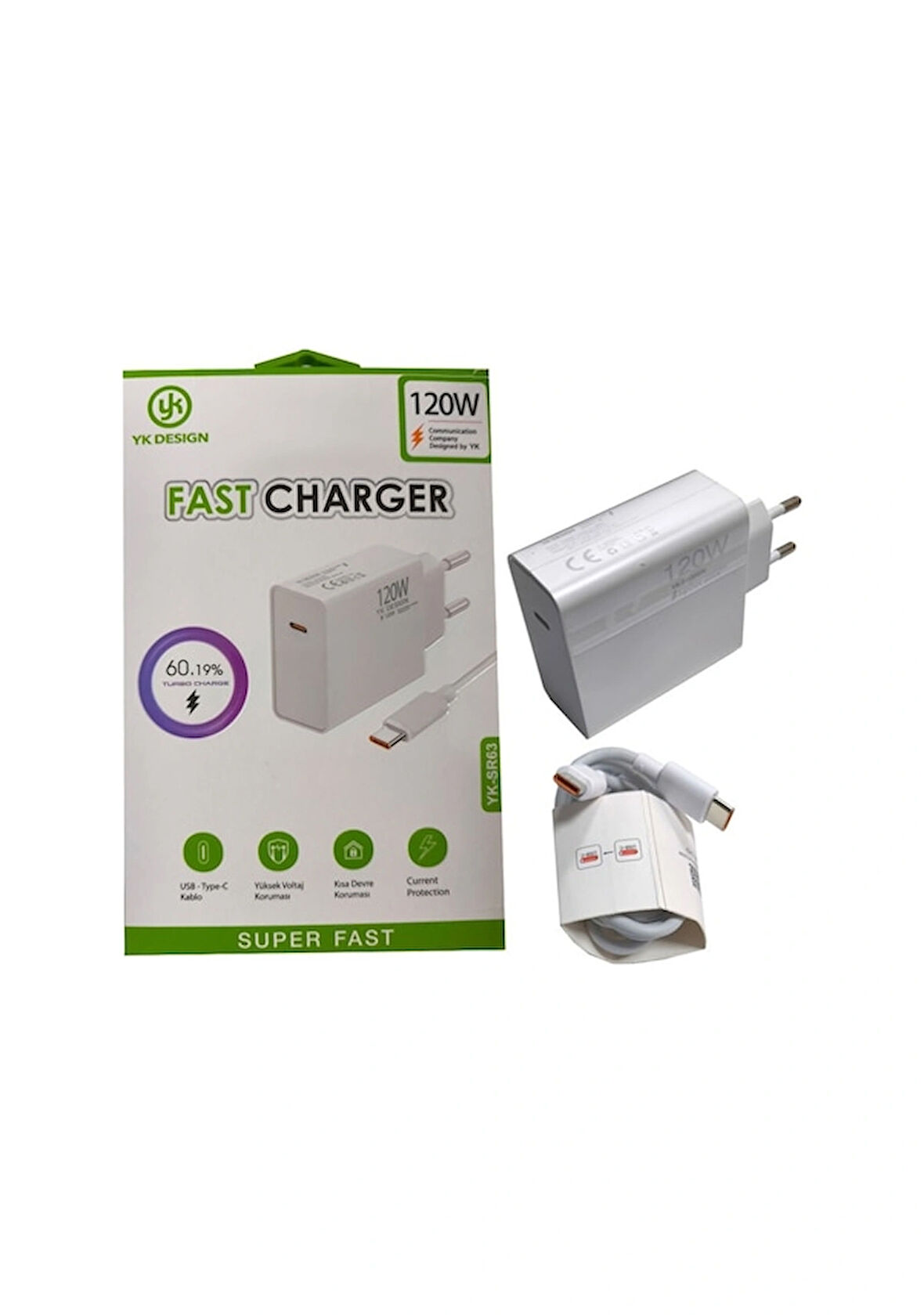 Yk Design YK-SR63 120 W Type -C Hızlı Şarj Cihazı 