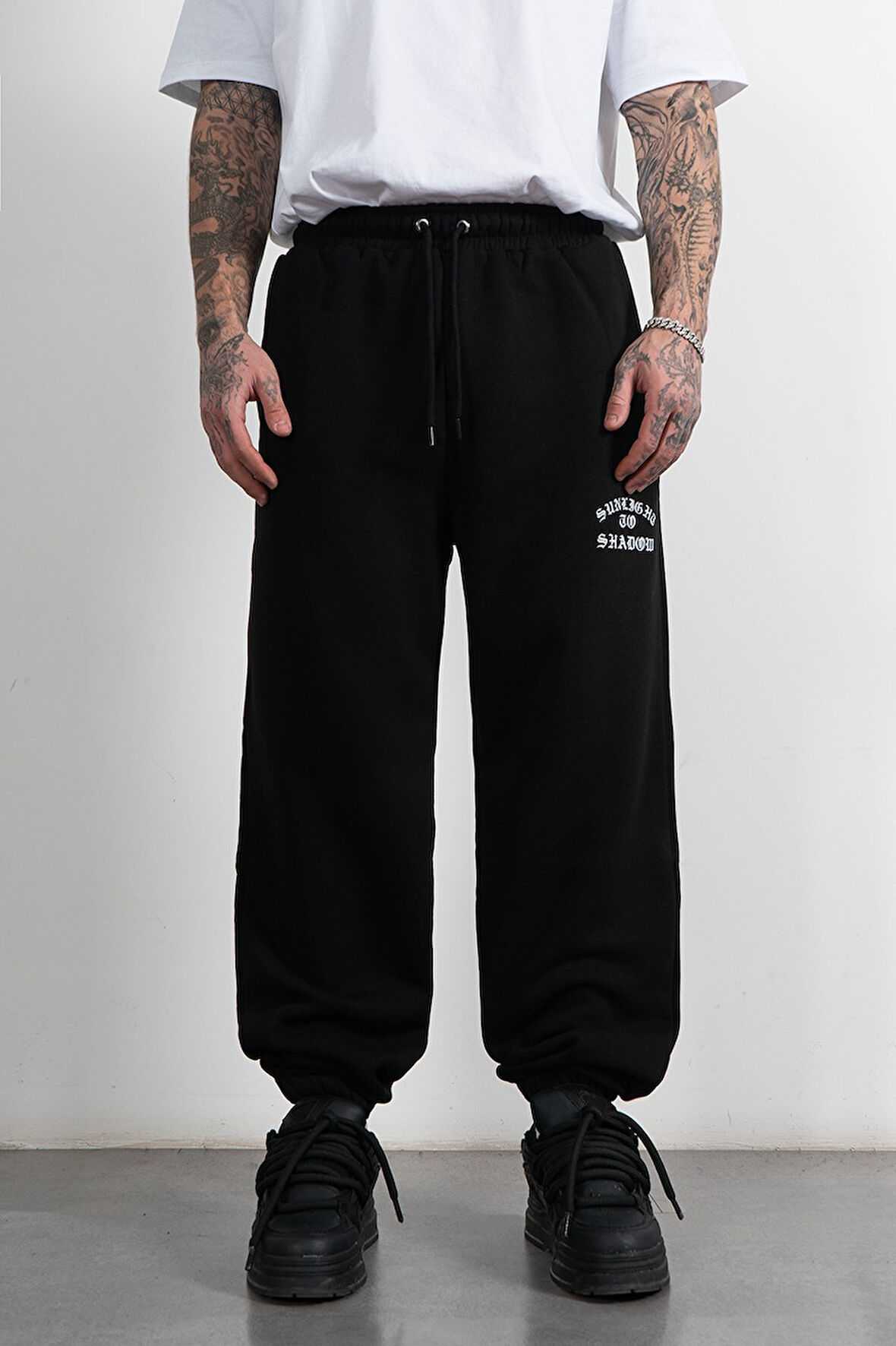 Siyah Shadow Jogger Lastikli Erkek Eşofman Altı
