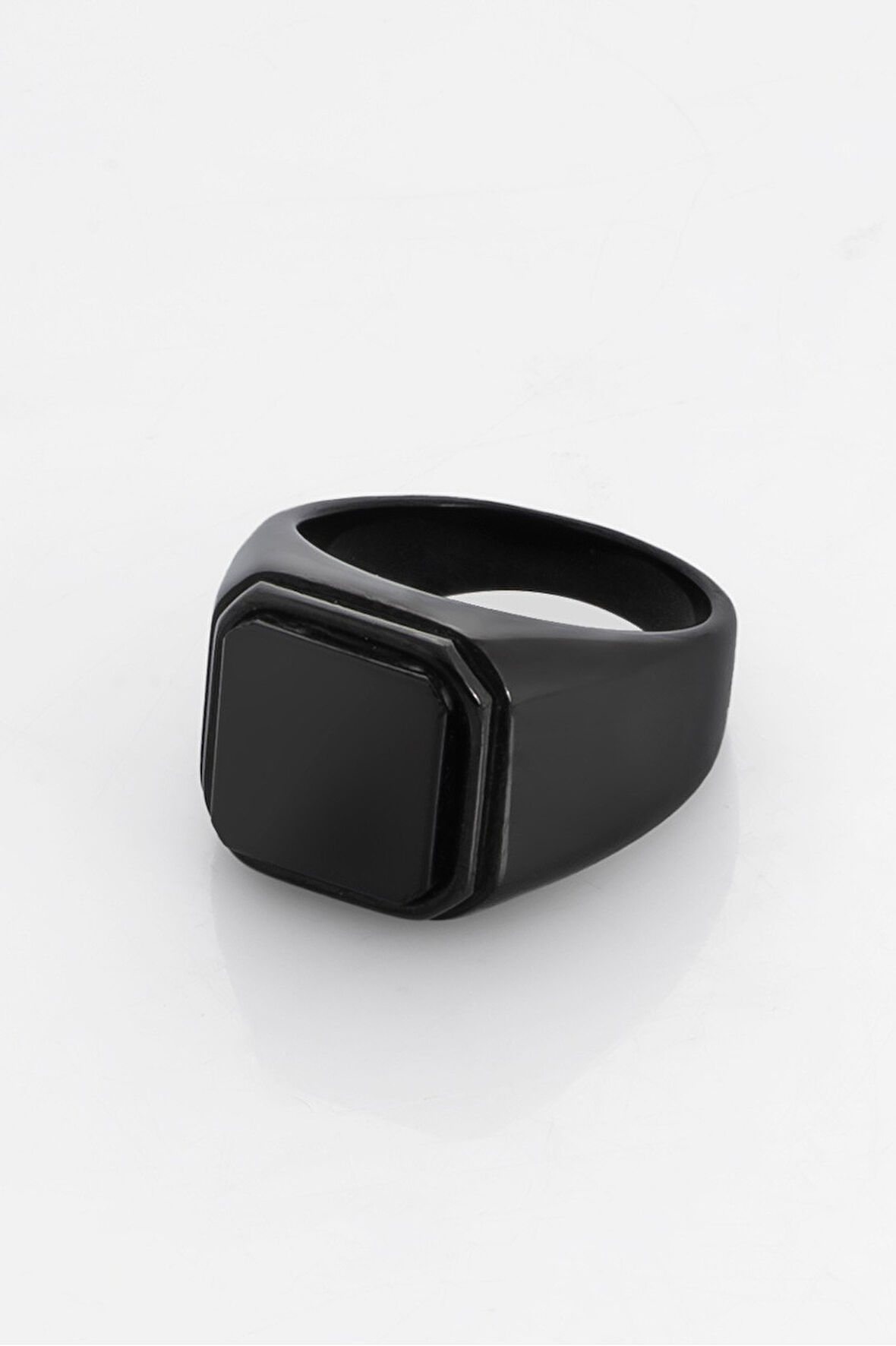 Siyah Taşlı Kare Erkek Yüzük