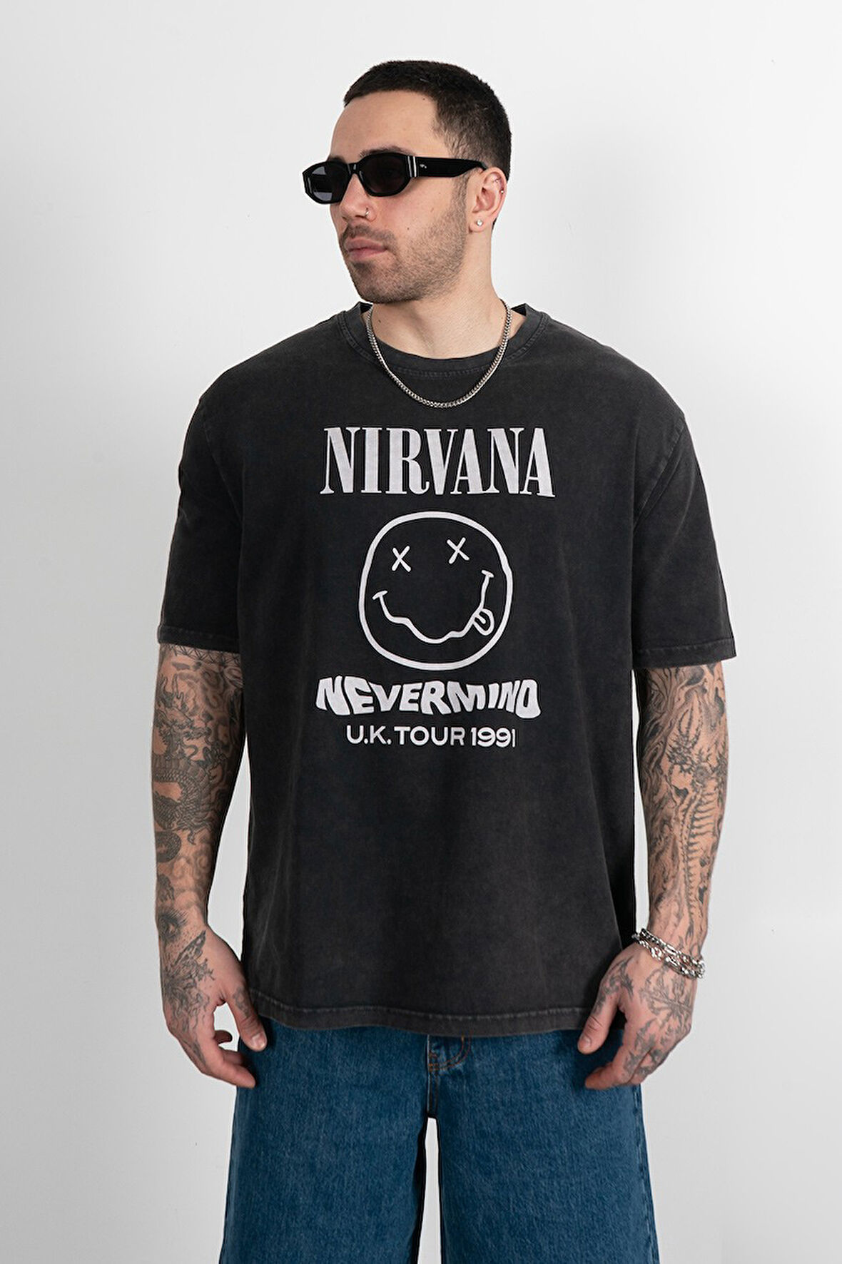 Nevermind Nirvana Siyah Yıkamalı Erkek Tişört TB2207SY