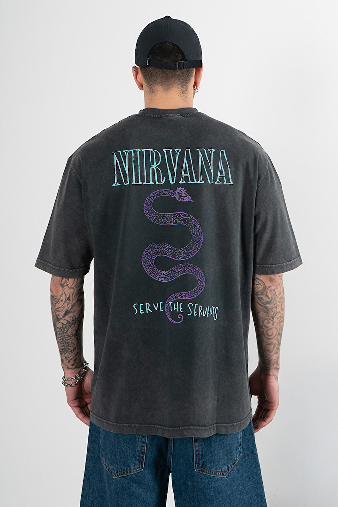 Acid Washed Nirvana Oversize Erkek Tişört UK1460WSSY