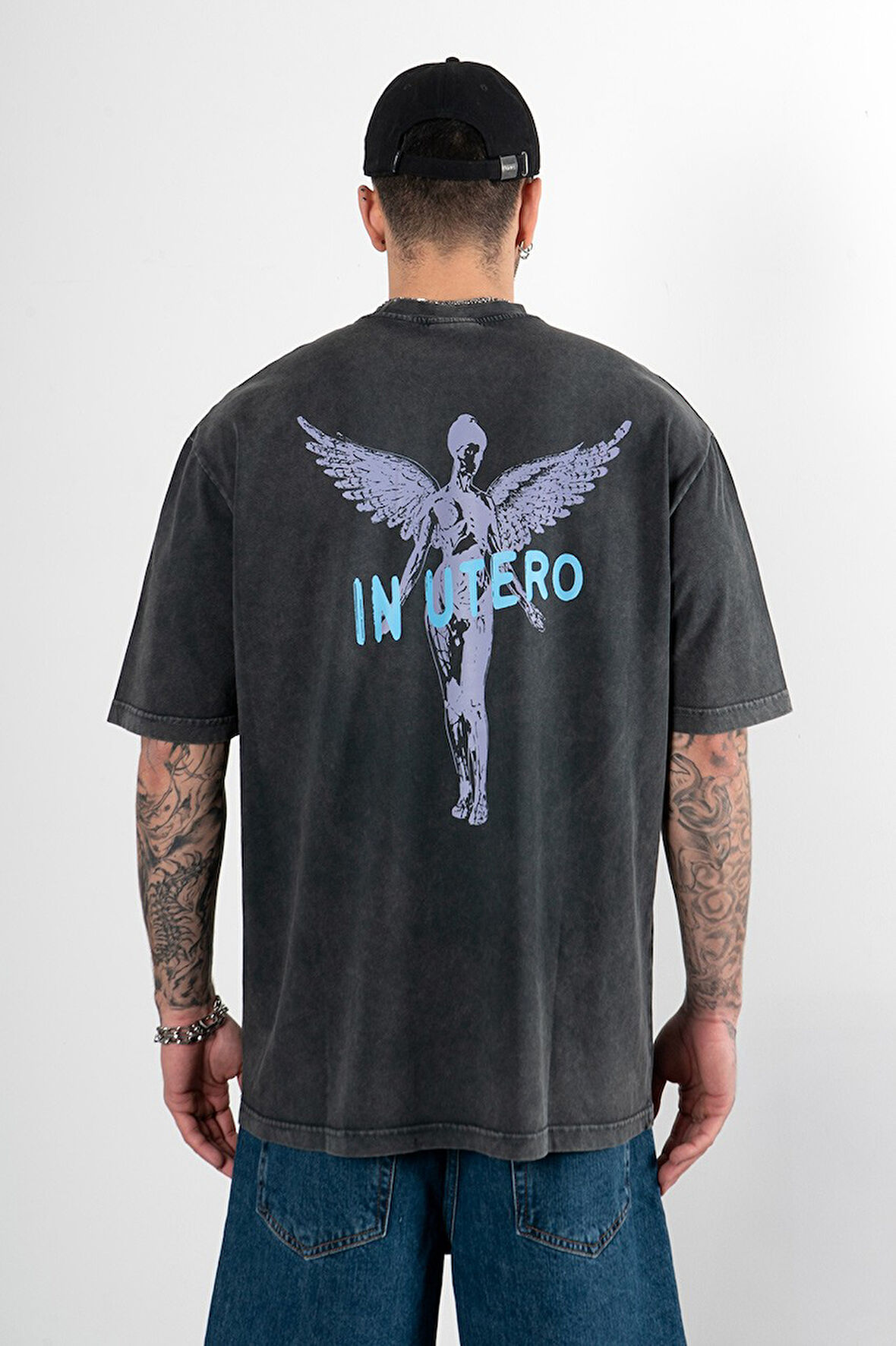 Moon Washed Nirvana In Utero Oversize Erkek Tişört UK1462WSSY