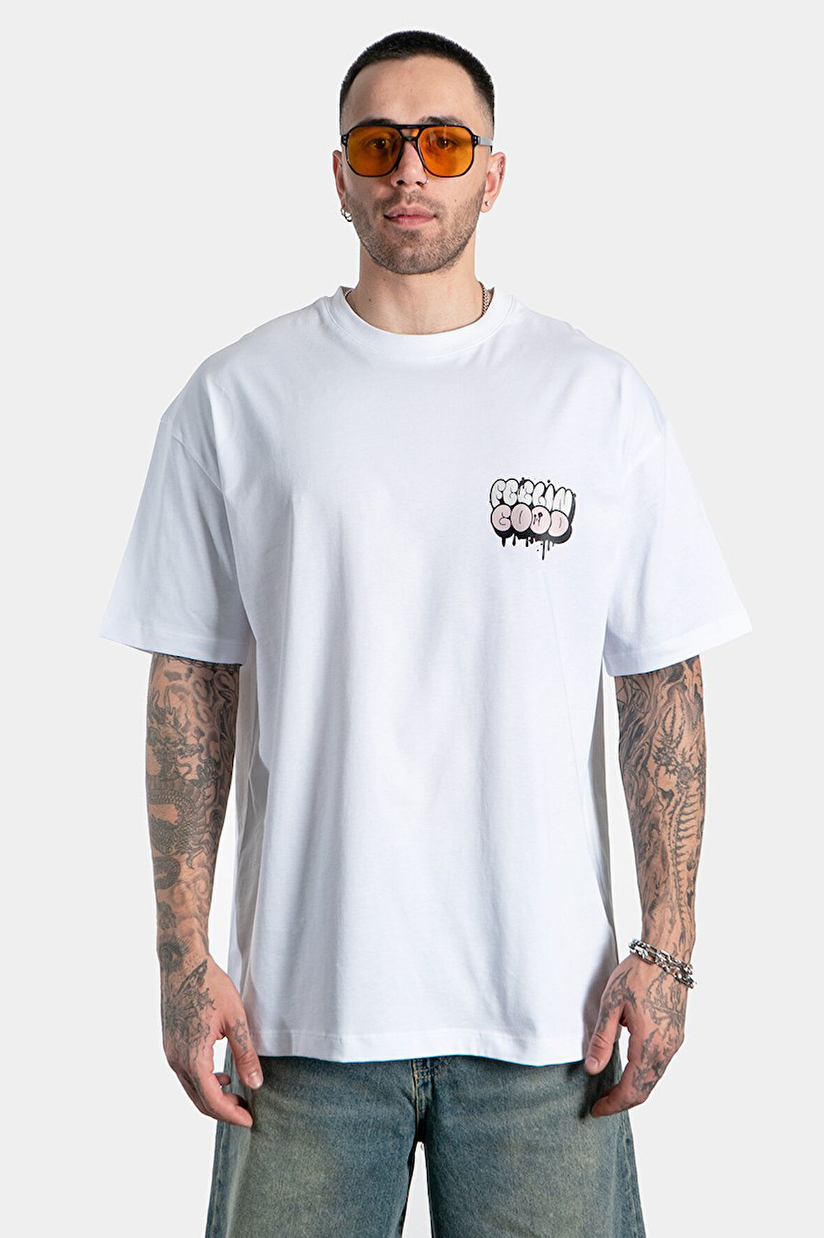 UKHWD Feelin Good Oversize Beyaz Erkek Tişört