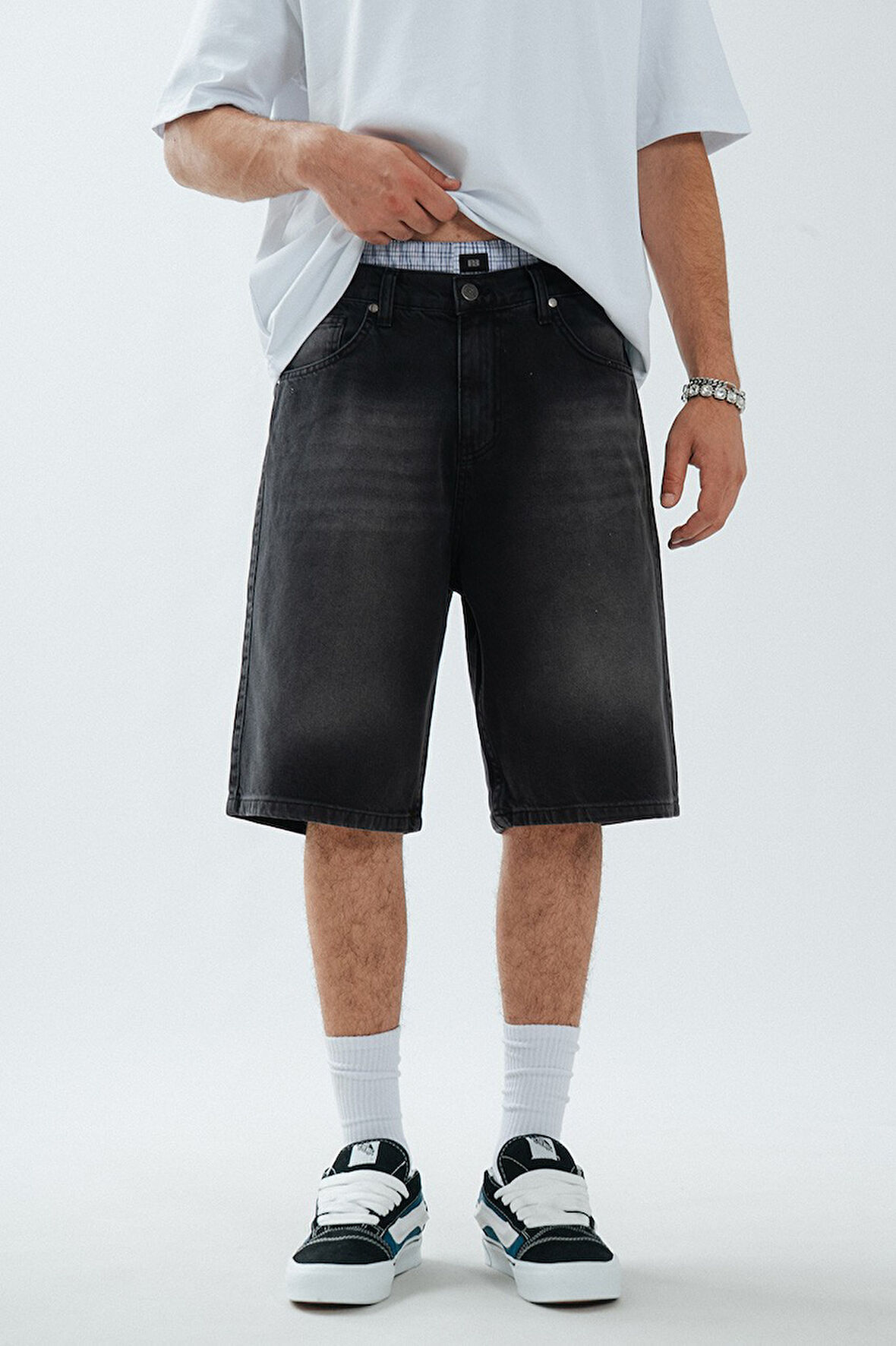 Siyah Baggy Denim Urban Jort Erkek Şort