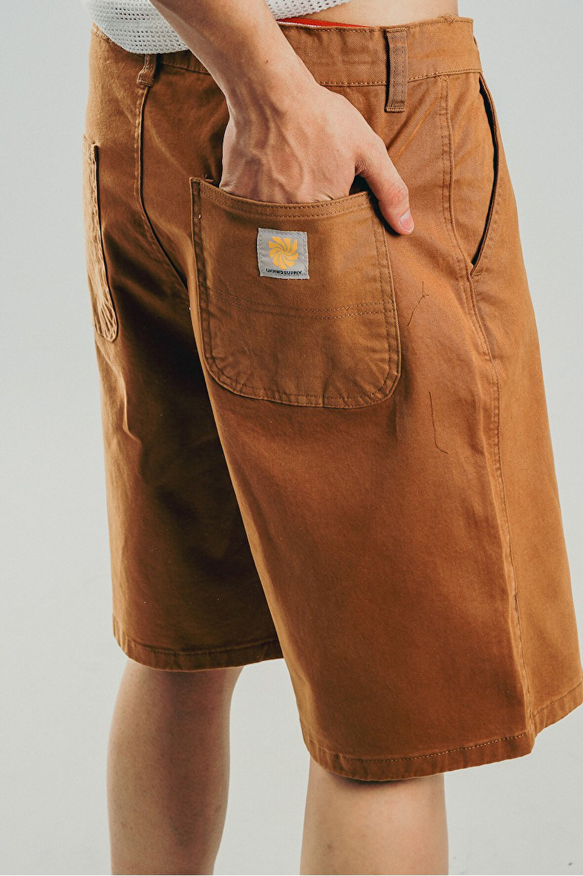 Kahve Gabardin Baggy Jean Erkek Şort Jorts