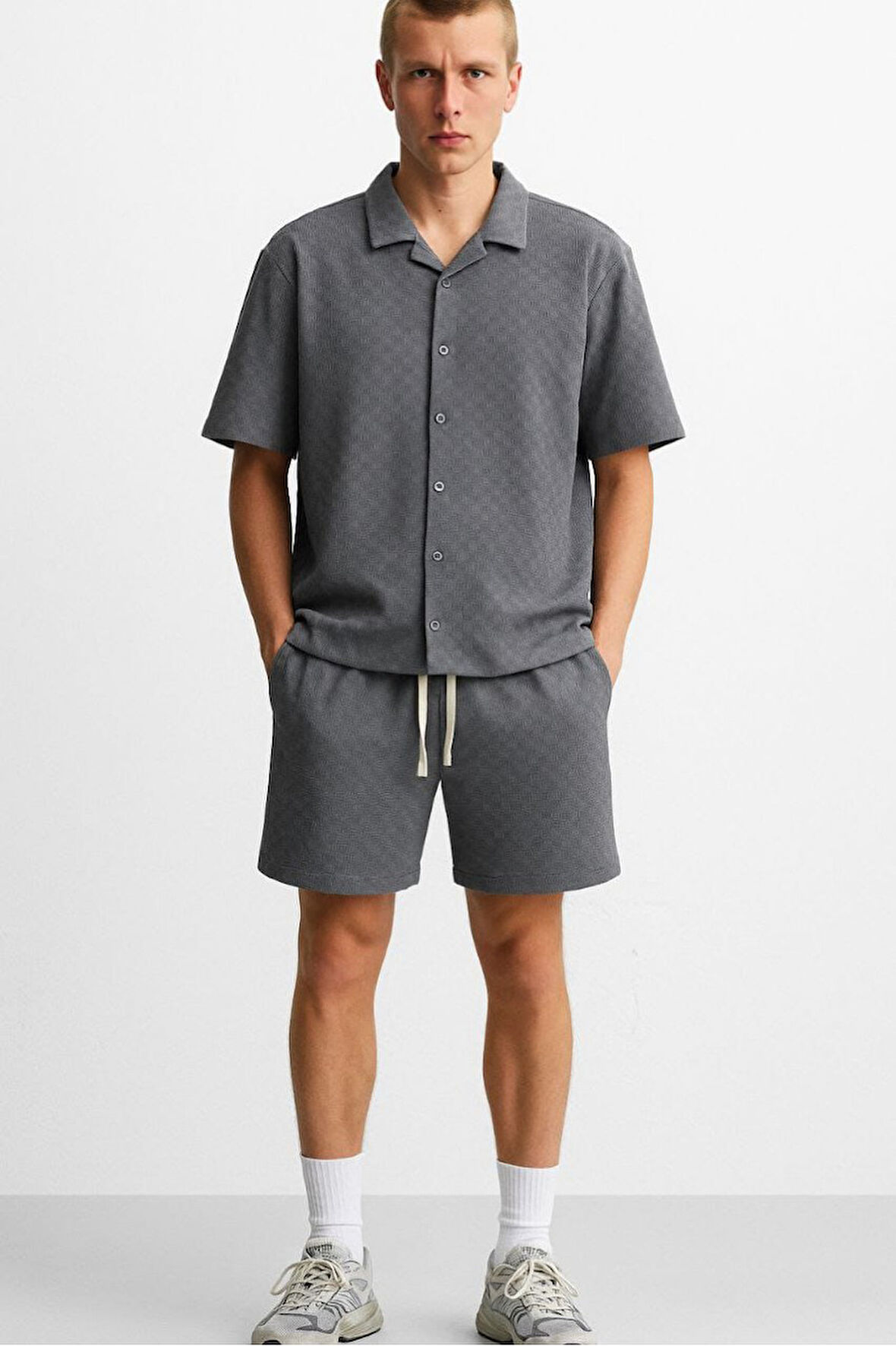 Jakar Triko Gri Erkek Gömlek ve Şort Takım