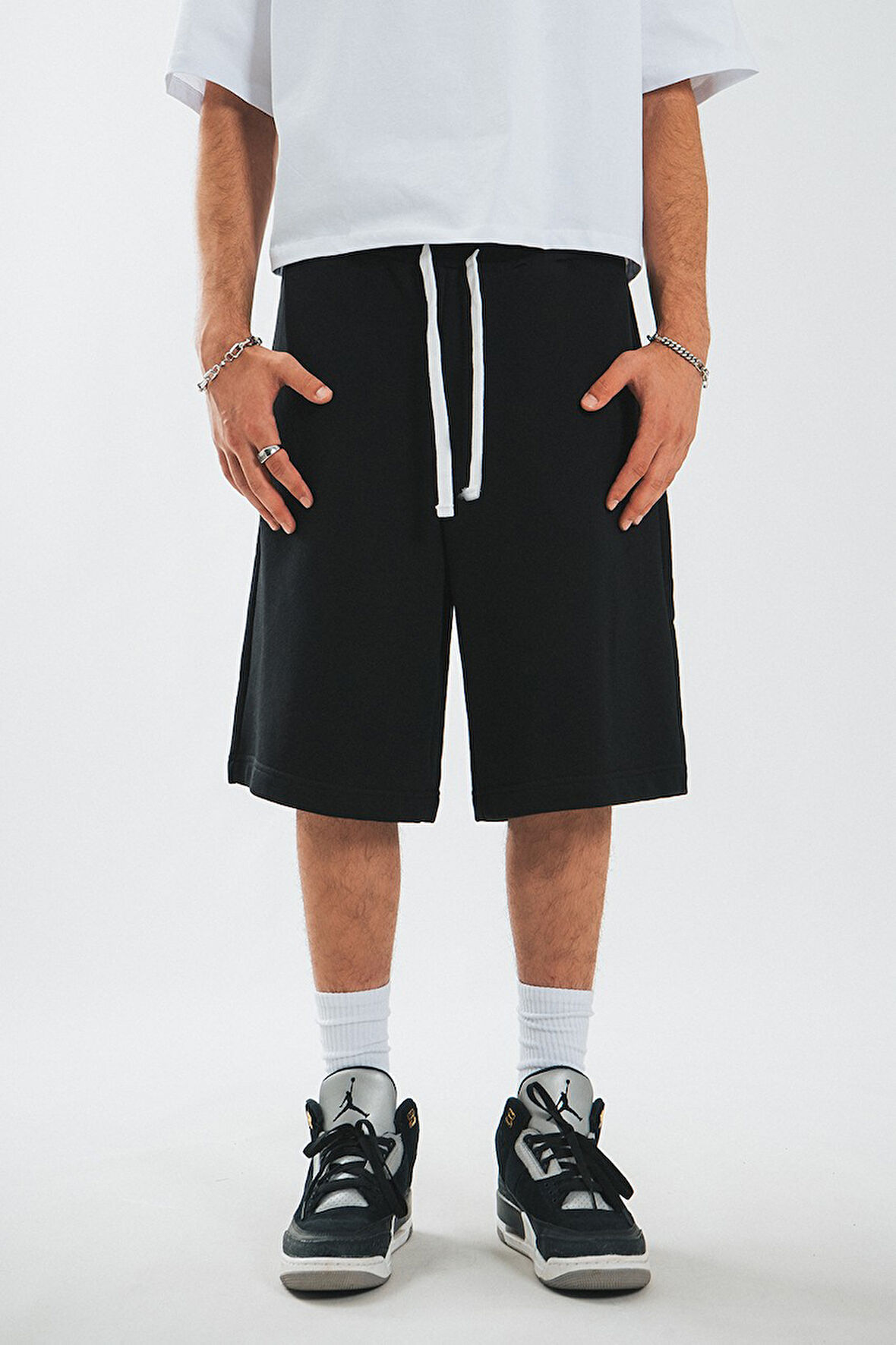 Siyah Oversize Erkek Şort US4356SY