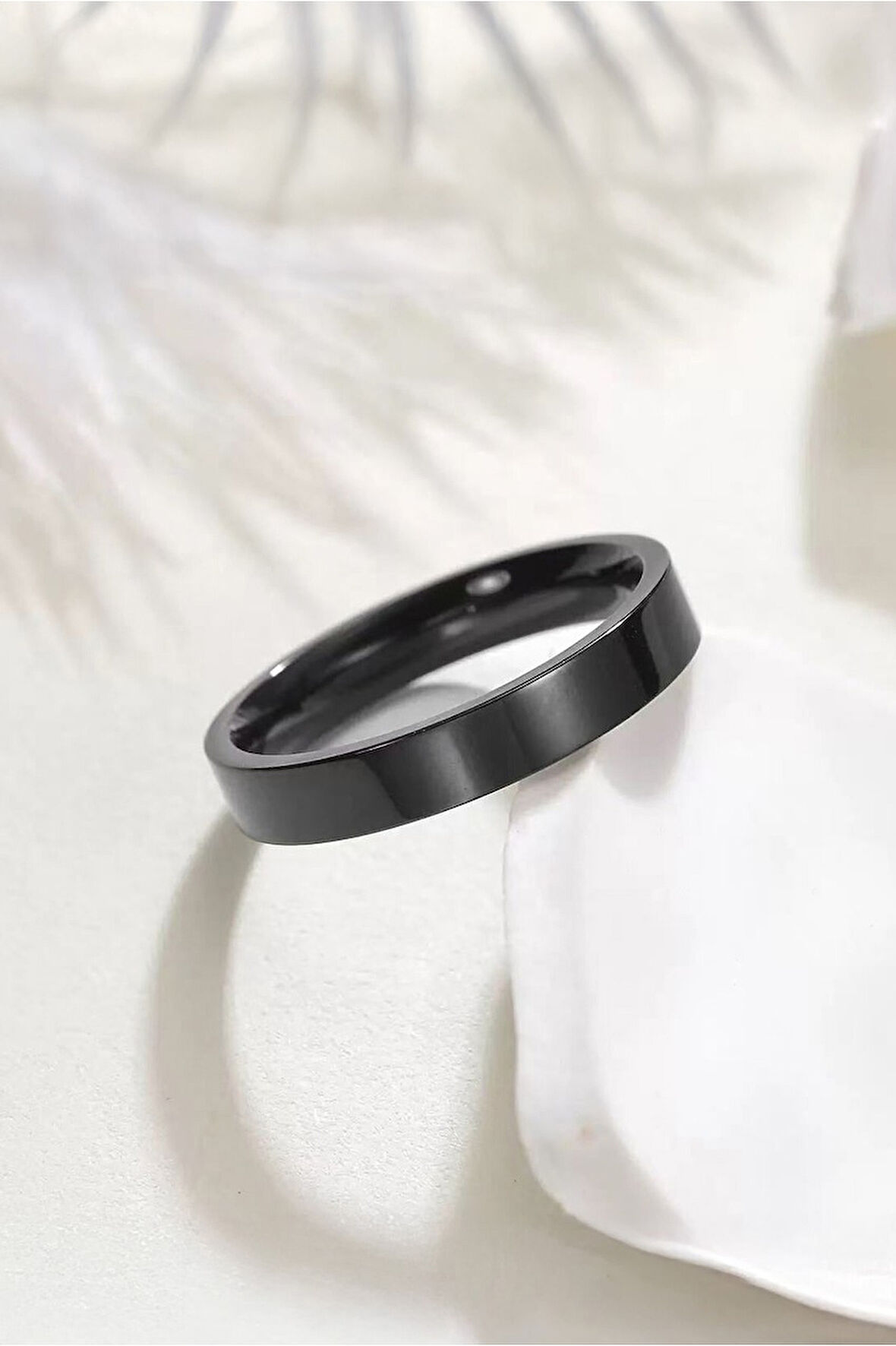316L Çelik Düz İnce Flat Siyah Erkek Yüzük KA1360SY