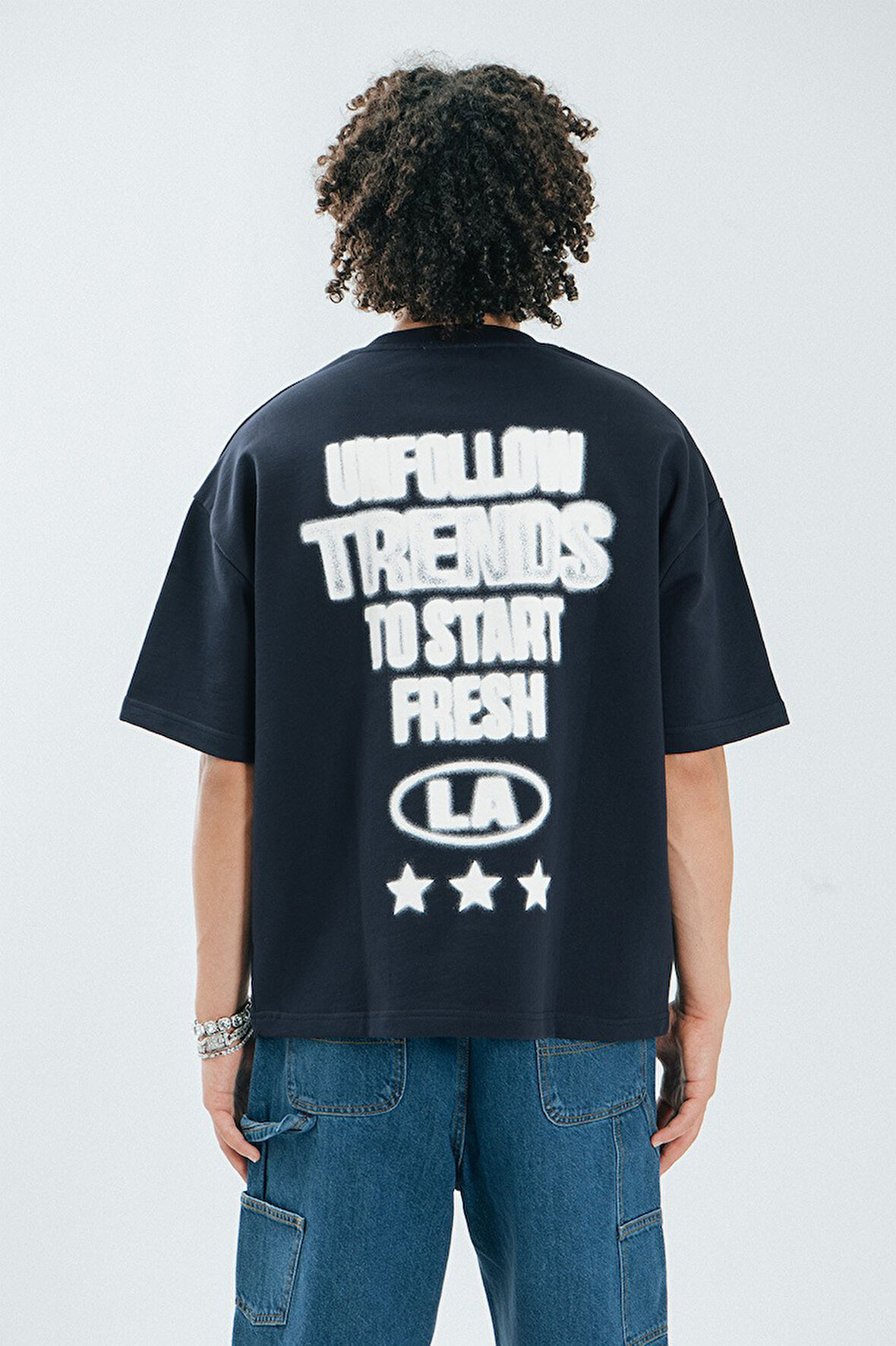 Zara Lacivert Oversize Erkek Tişört