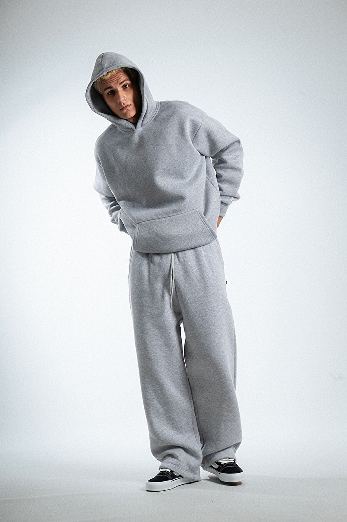 Gri Urban Ghost Oversize Erkek Sweatshirt