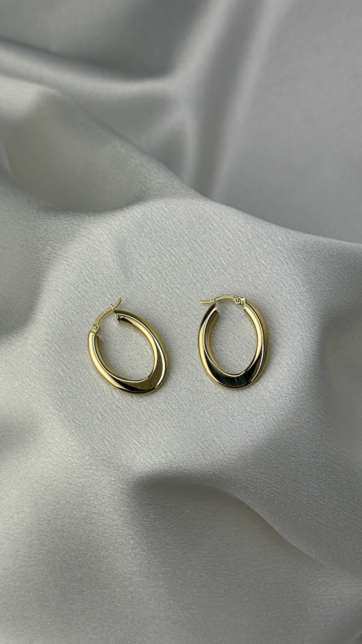 Yassı Kalın Altın Küpe