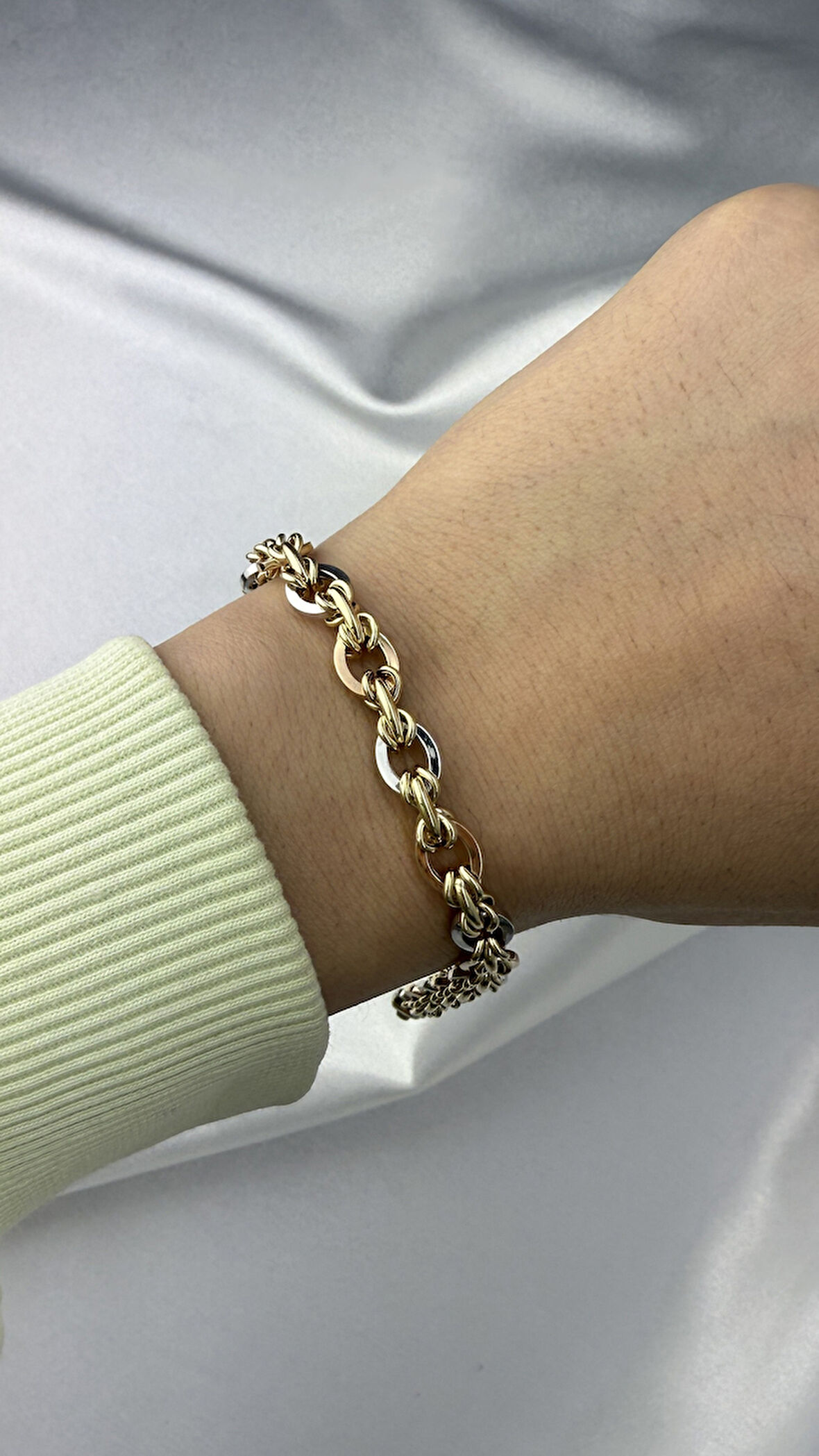 Çift Renk Elips Altın Bileklik