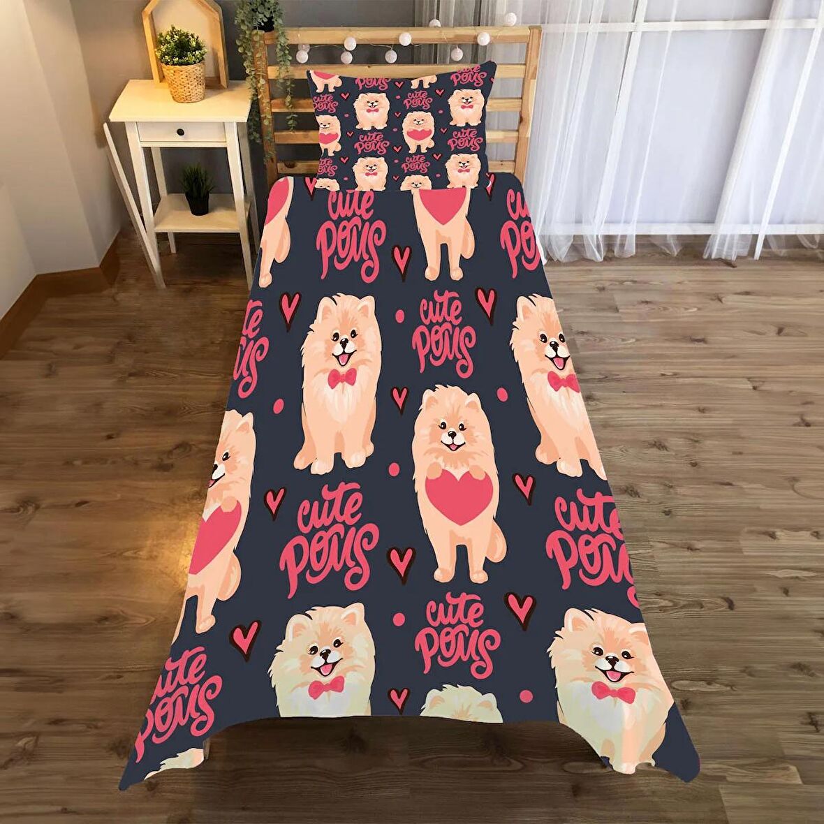 Snod cute Desenli Yatak örtüsü ve yastık kılıfı 2li takımı