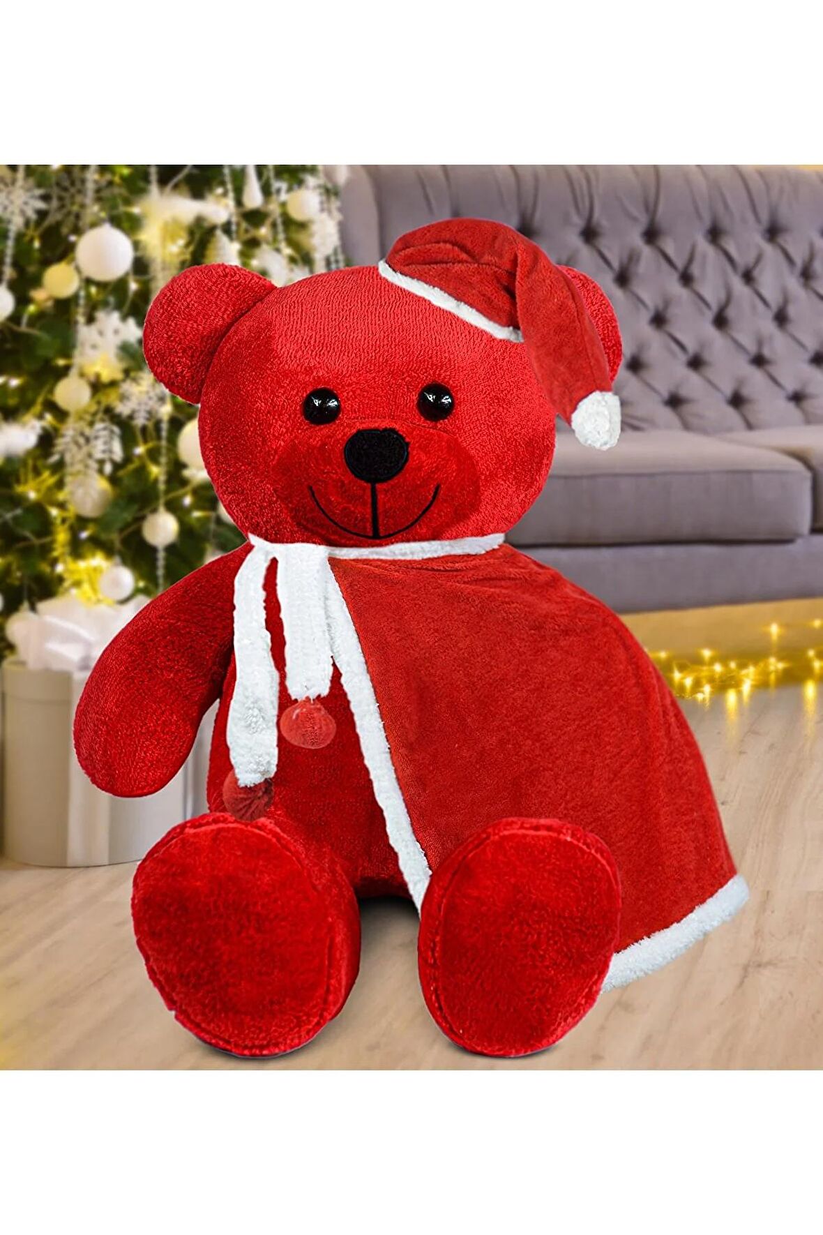 100 Cm Pelerinli Noel Baba Ayıcık Yeni Yıl , Yılbaşı Hediyesi