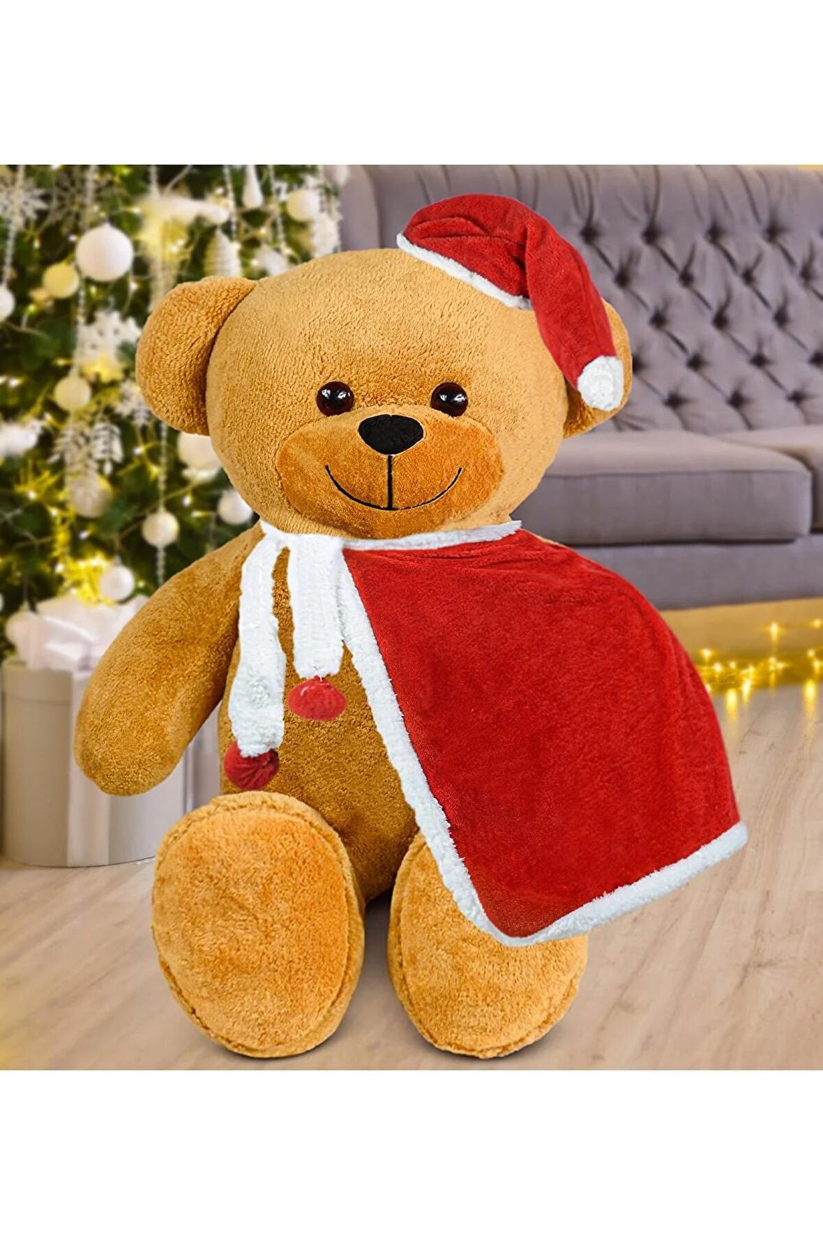 100 Cm Pelerinli Noel Baba Ayıcık Yeni Yıl , Yılbaşı Hediyesi
