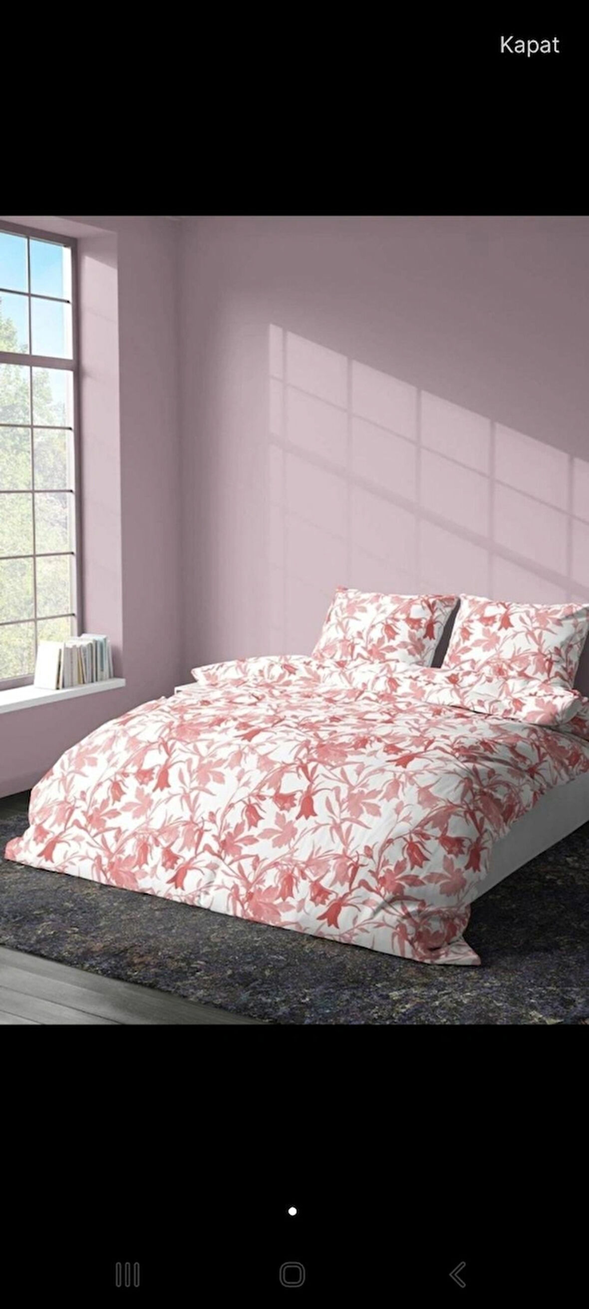 Pembe Çiçek Desenli tek kişilik Nevresim Takımı çarşaflı