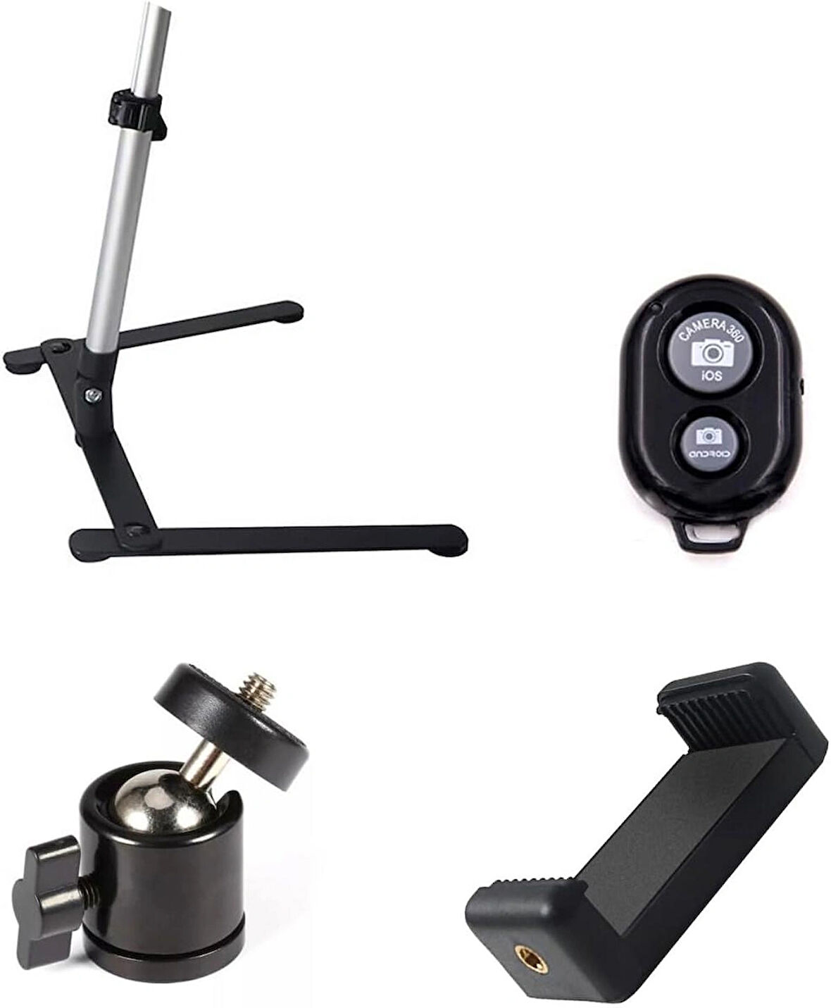 Microcase 4in1 Ürün Çekim Standı Tripod + Bluetooth Kumanda + Telefon Tutucu Başlık + 360 Döner Başlık Adaptör - AL4811