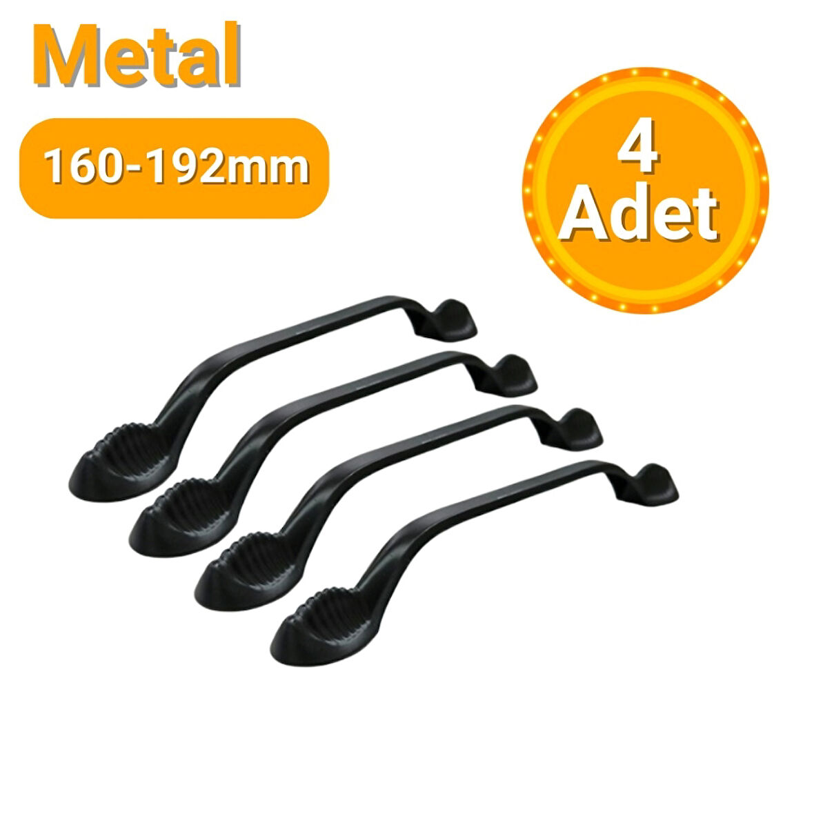 4 Adet Aras Mat Siyah Metal Mobilya Kulpu 160mm - 192mm