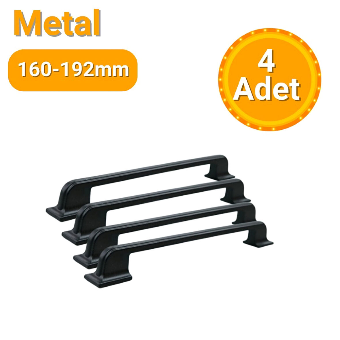 4 Adet Okyanus Siyah Metal Mobilya Kulpu 160mm - 192mm