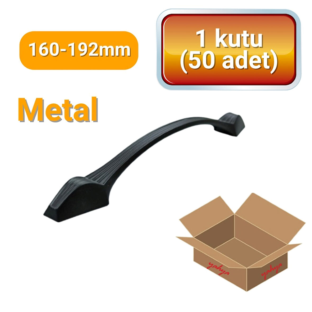 50 Adet İnci Mat Siyah Metal Mobilya Kulpu 160mm - 192mm