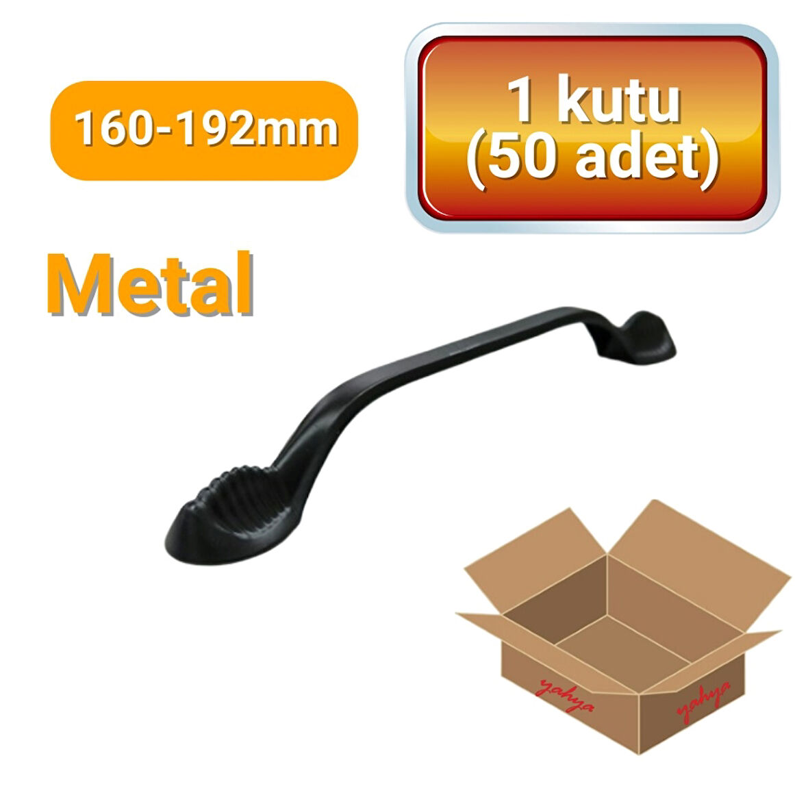 50 Adet Aras Mat Siyah Metal Mobilya Kulpu 160mm - 192mm