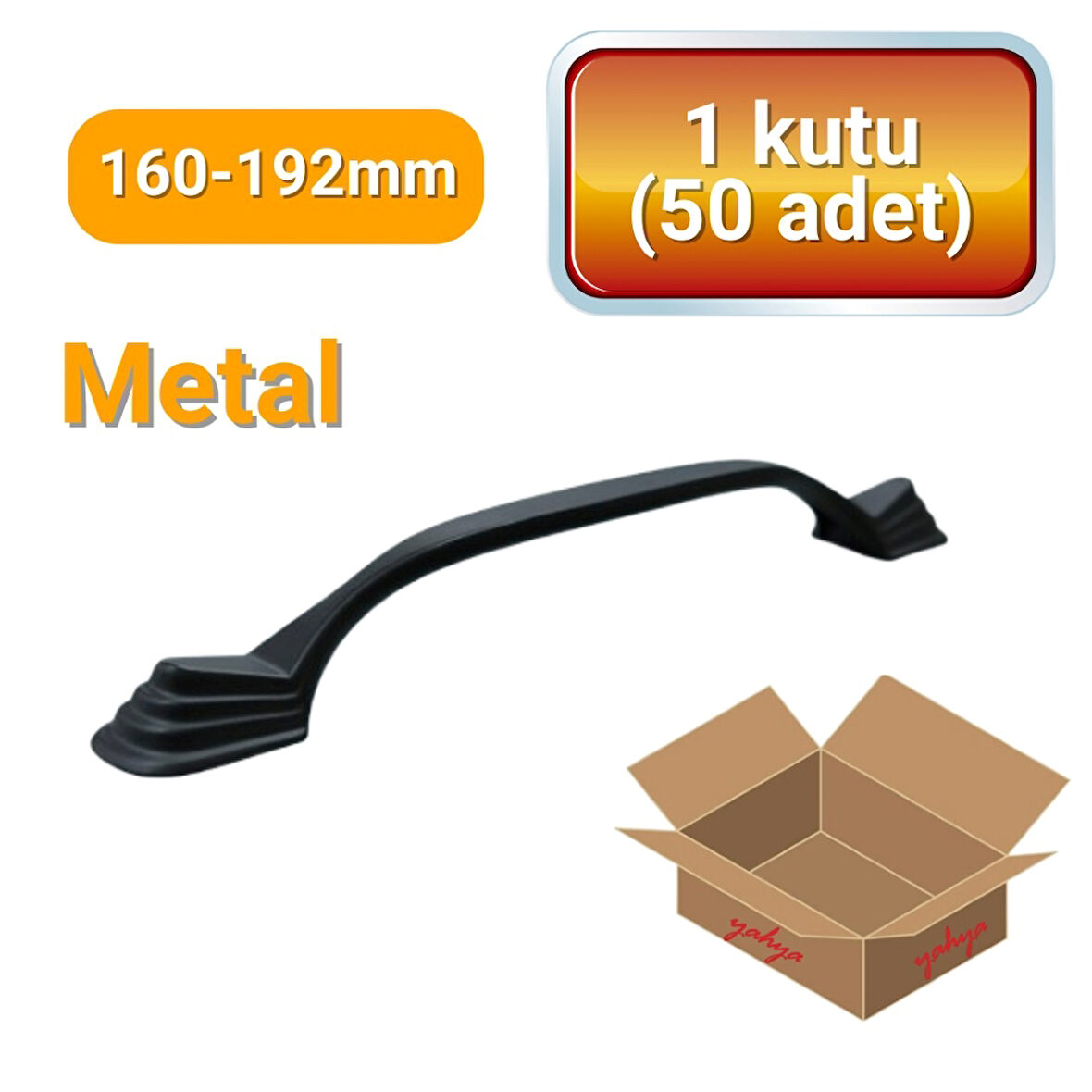 50 Adet Eymen Lüks Siyah Metal Mobilya Kulpu 160mm - 192mm