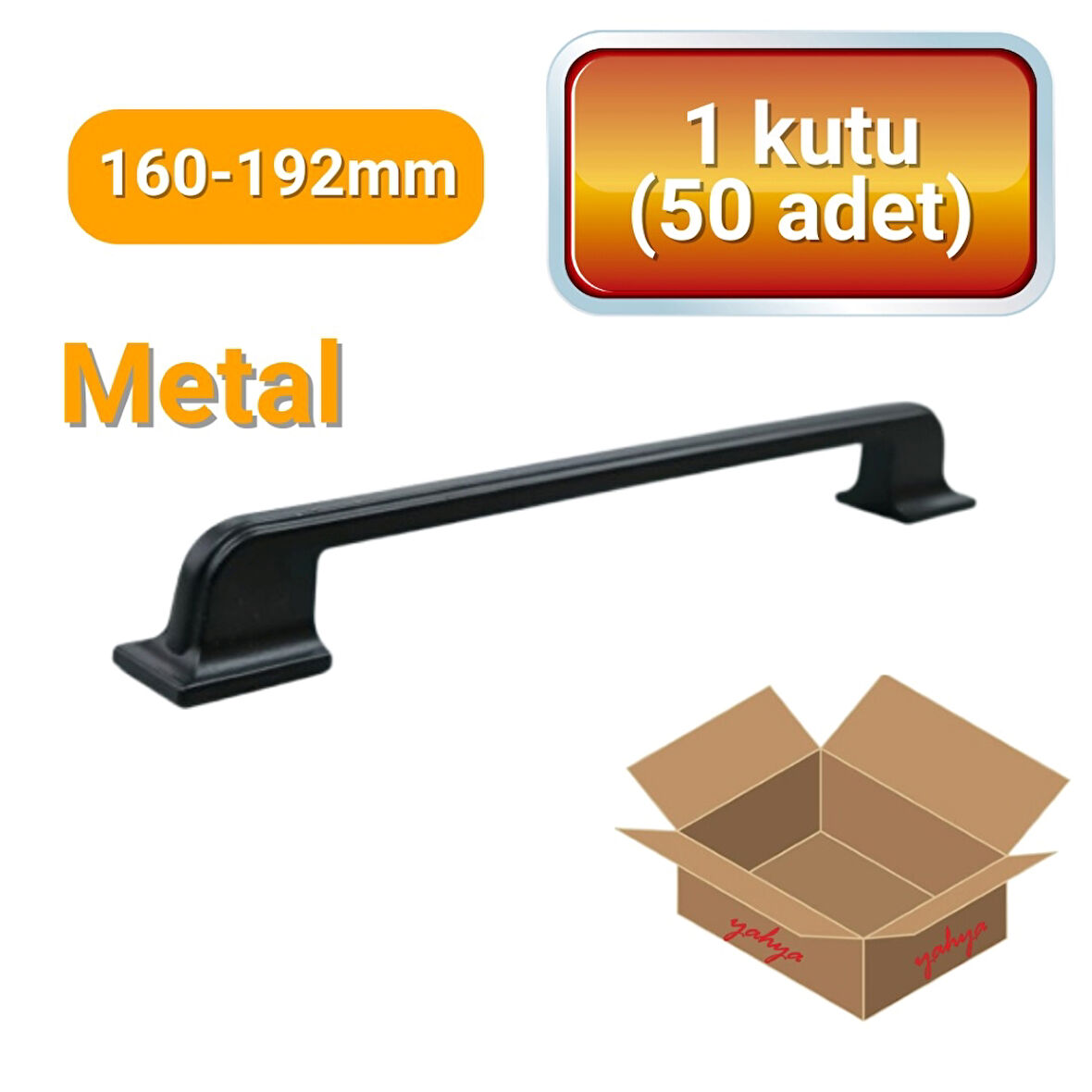 50 Adet Okyanus Siyah Metal Mobilya Kulpu 160mm - 192mm