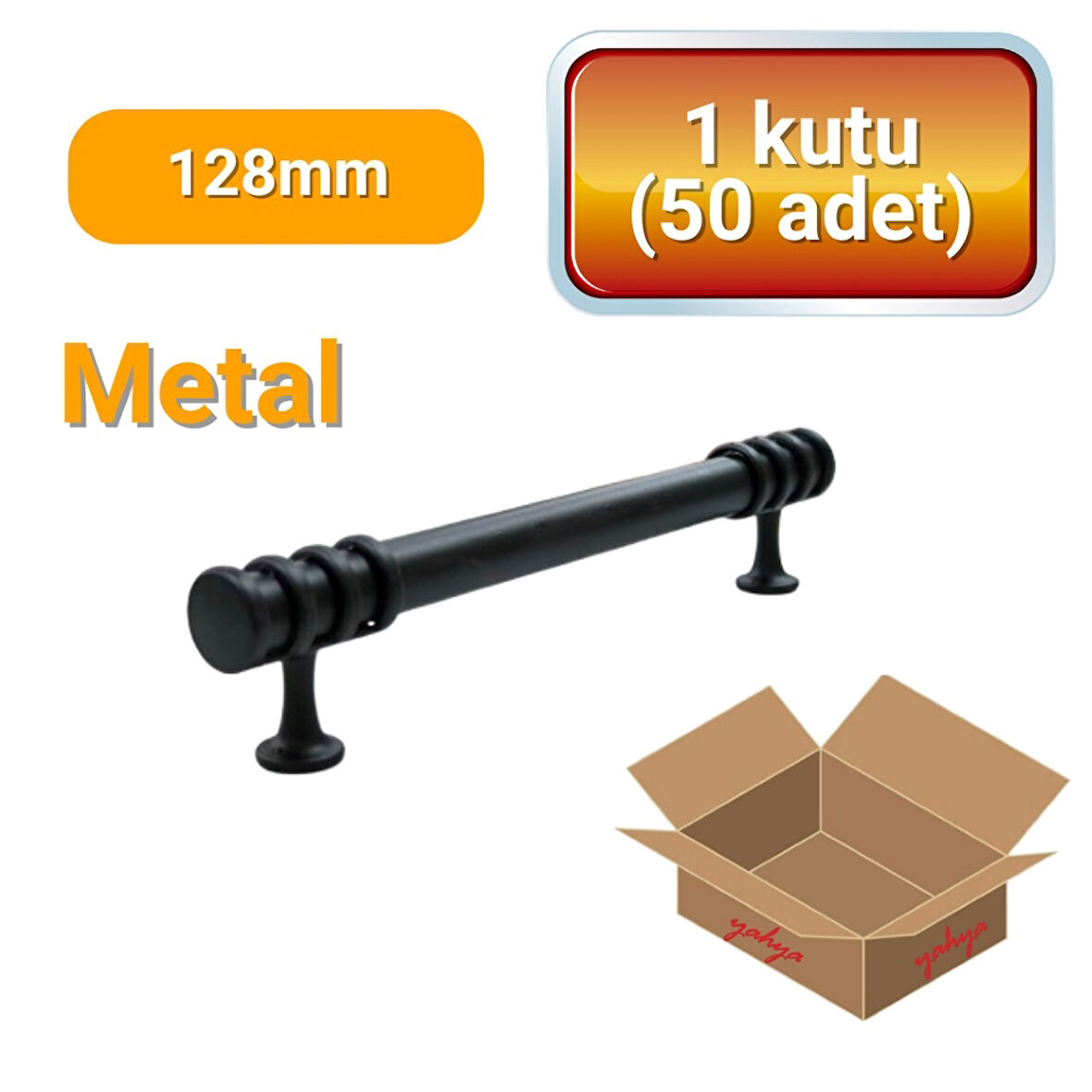 50 Adet Halka Boru Siyah Metal Mobilya Kulpu 128mm