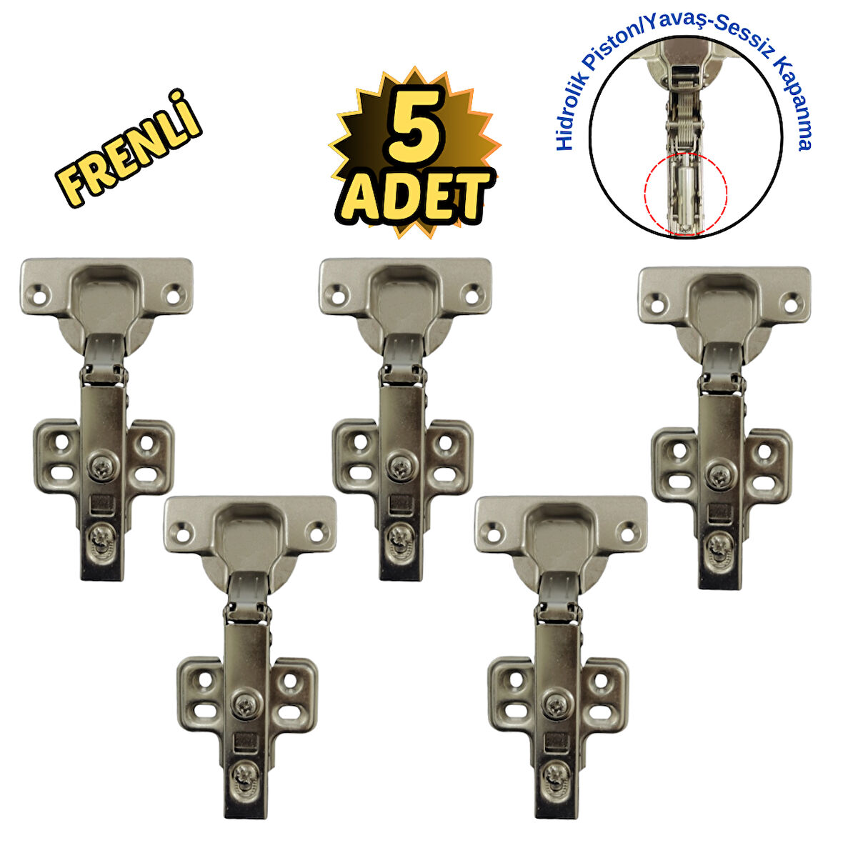 Frenli Dolap Kapak Mobilya Menteşesi Pistonlu 5’li